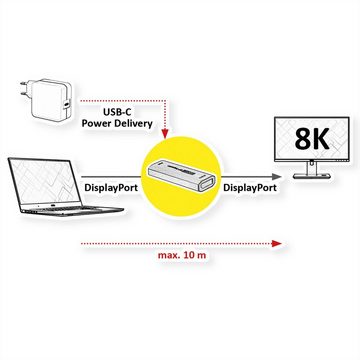 ROLINE DisplayPort Extender, 8K60, 10m Audio- & Video-Adapter