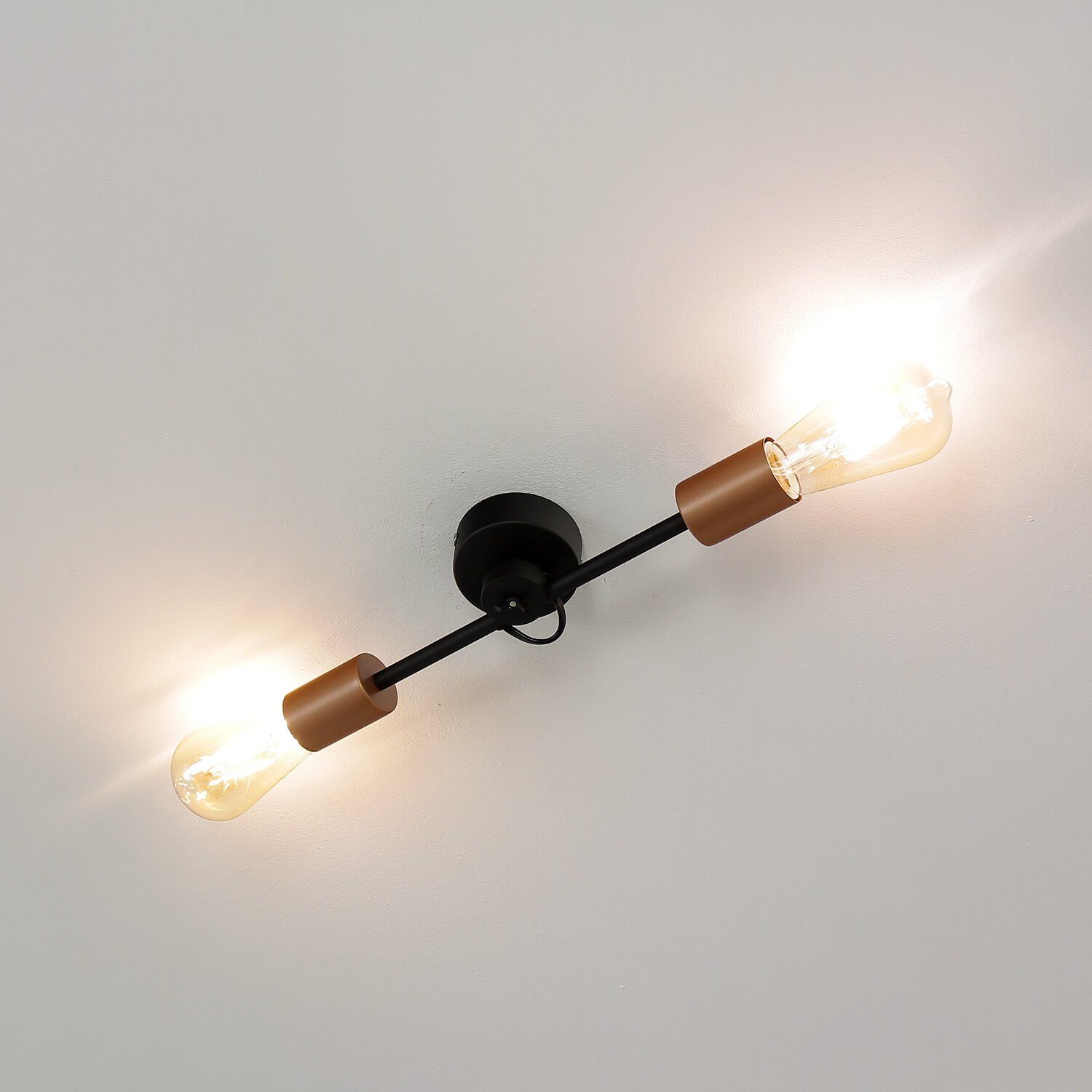 Licht-Erlebnisse Deckenleuchte STICKS, ohne Leuchtmittel, modern Loft Vintage Kupfer Küche Deckenlampe Schwarz Lampe