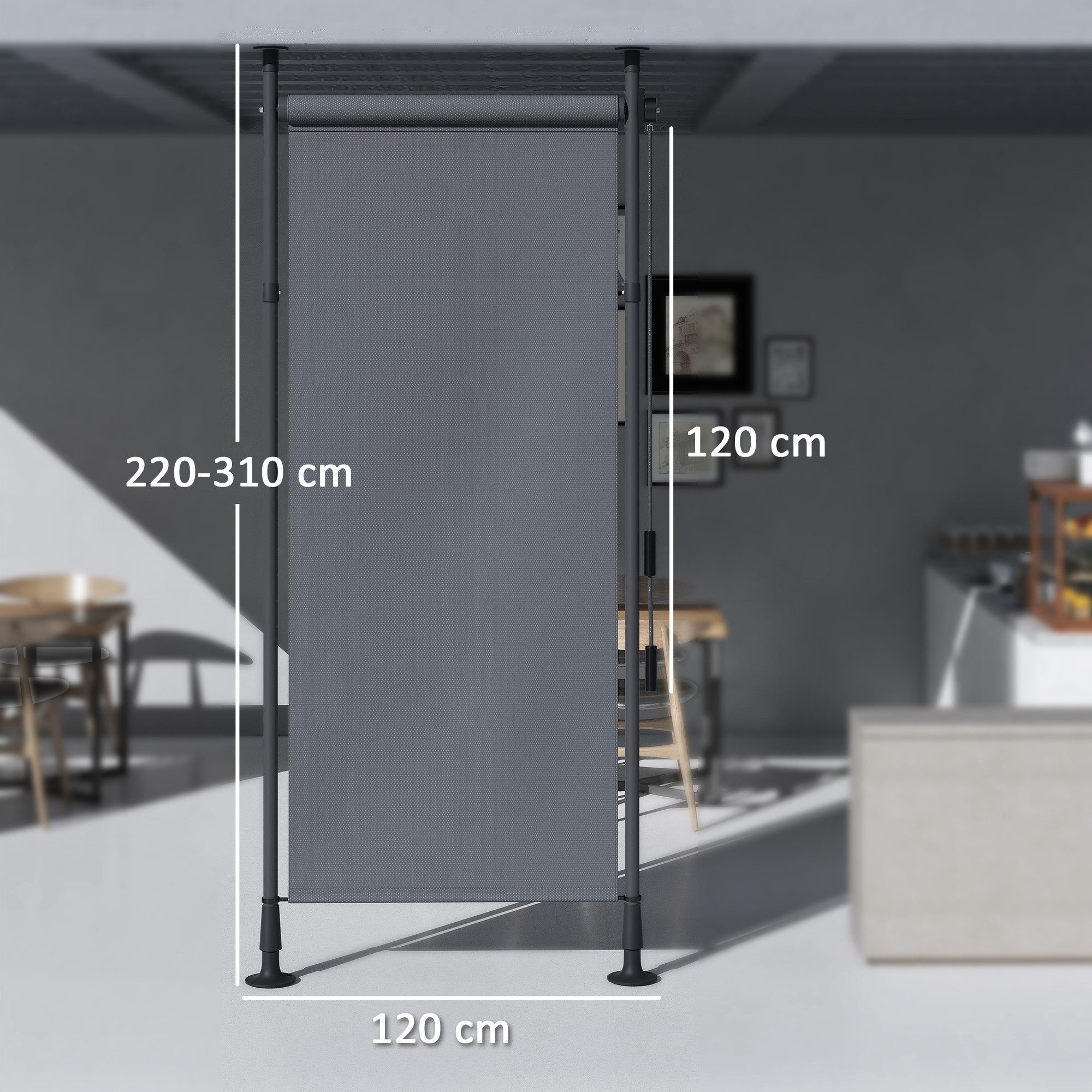 Outsunny Markise Senkrechtmarkise mit Sonnenschutz (Sichtschutz, 1-St., Balkonrollo) für Garten, Dunkelgrau