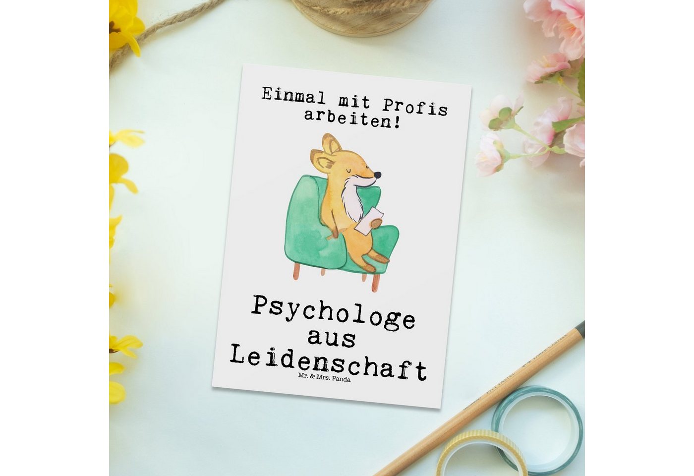 Thumbnail - Mr. & Mrs. Panda Postkarte Psychologe Leidenschaft - Weiß - Geschenk, Abschied, Kollegin, Therap, Lustige Sprüche