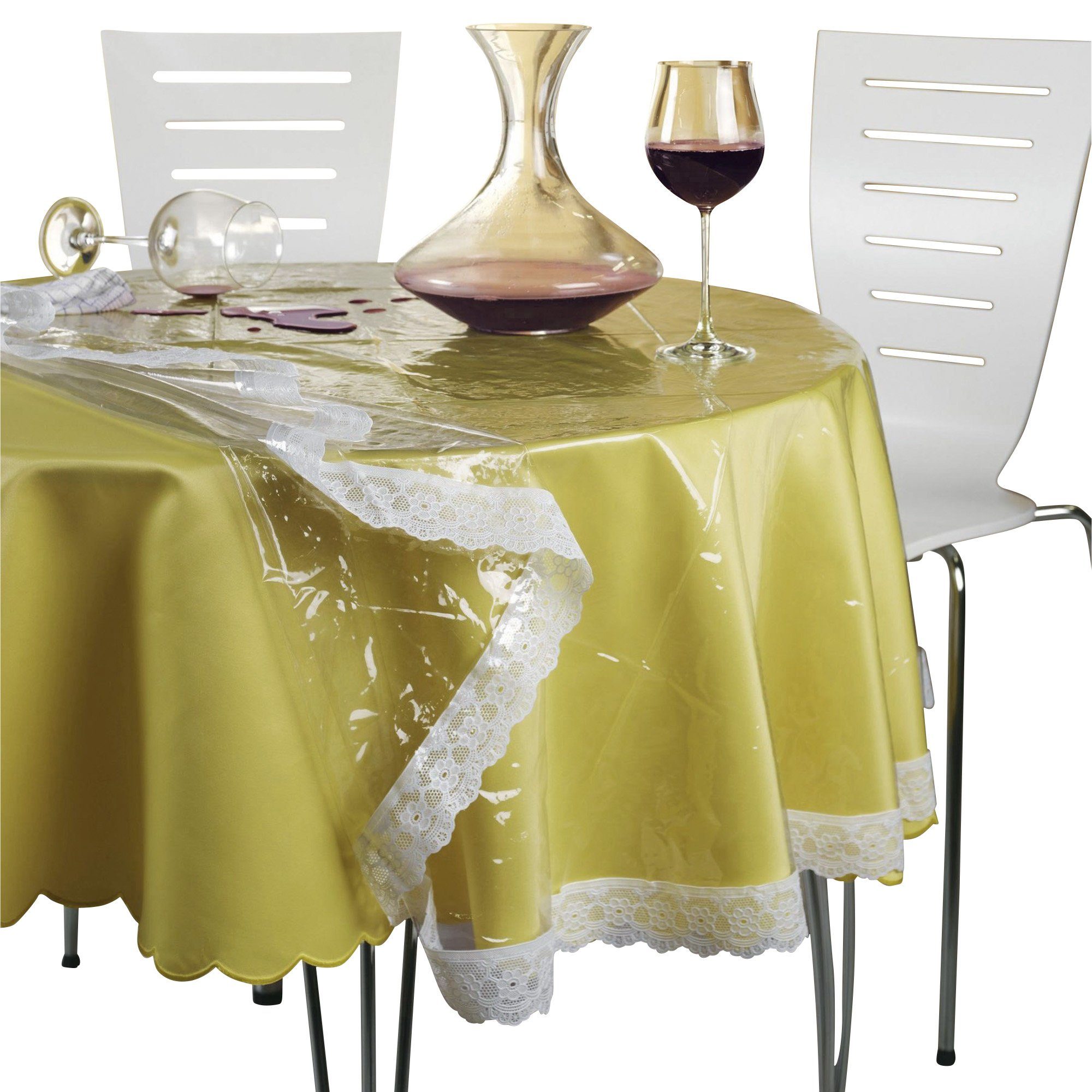 Peyer Syntex Tischdecke Tischdecke Glasklarfolie mit Spitze, abwaschbar Uni günstig online kaufen