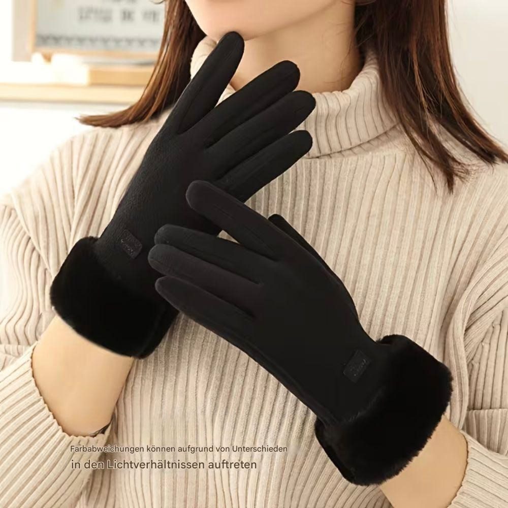 Montegoni Baumwollhandschuhe Winterwarme mit Plüsch gefütterte Damen Touchs günstig online kaufen