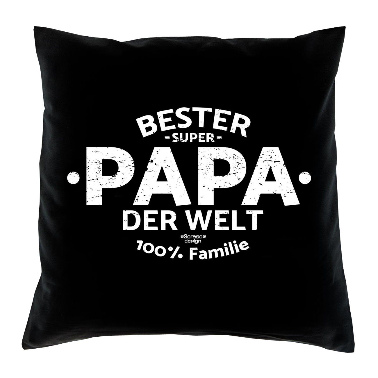 Soreso® Dekokissen Mama Urkunden, Weihnachten Beste Welt Kissen-Set Welt Papa Bester schwarz Eltern der mit der Geschenk