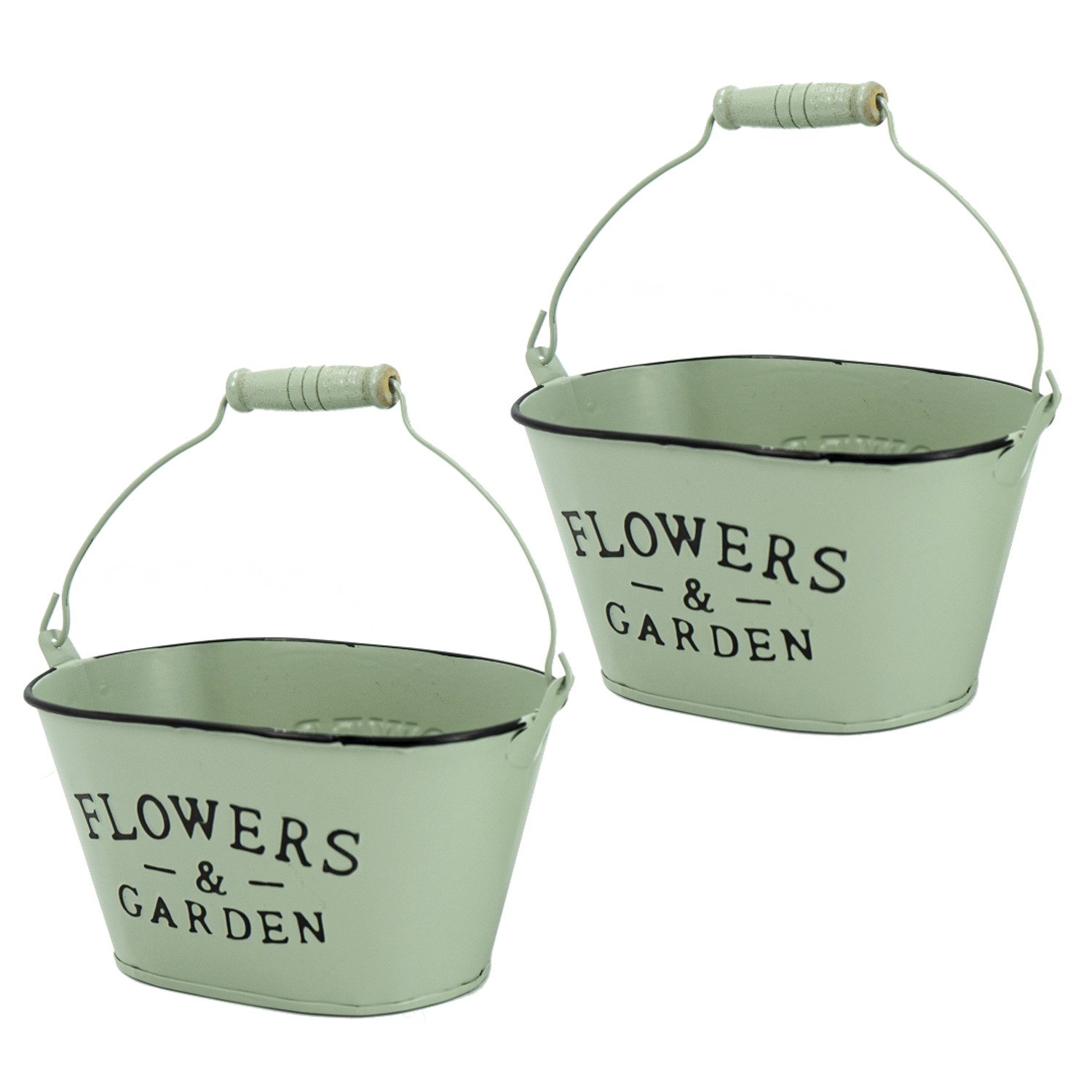 Pflanzschale Deko Pflanztopf 2er Set Mintgrün Zink Wanne Grün Oval Vintage