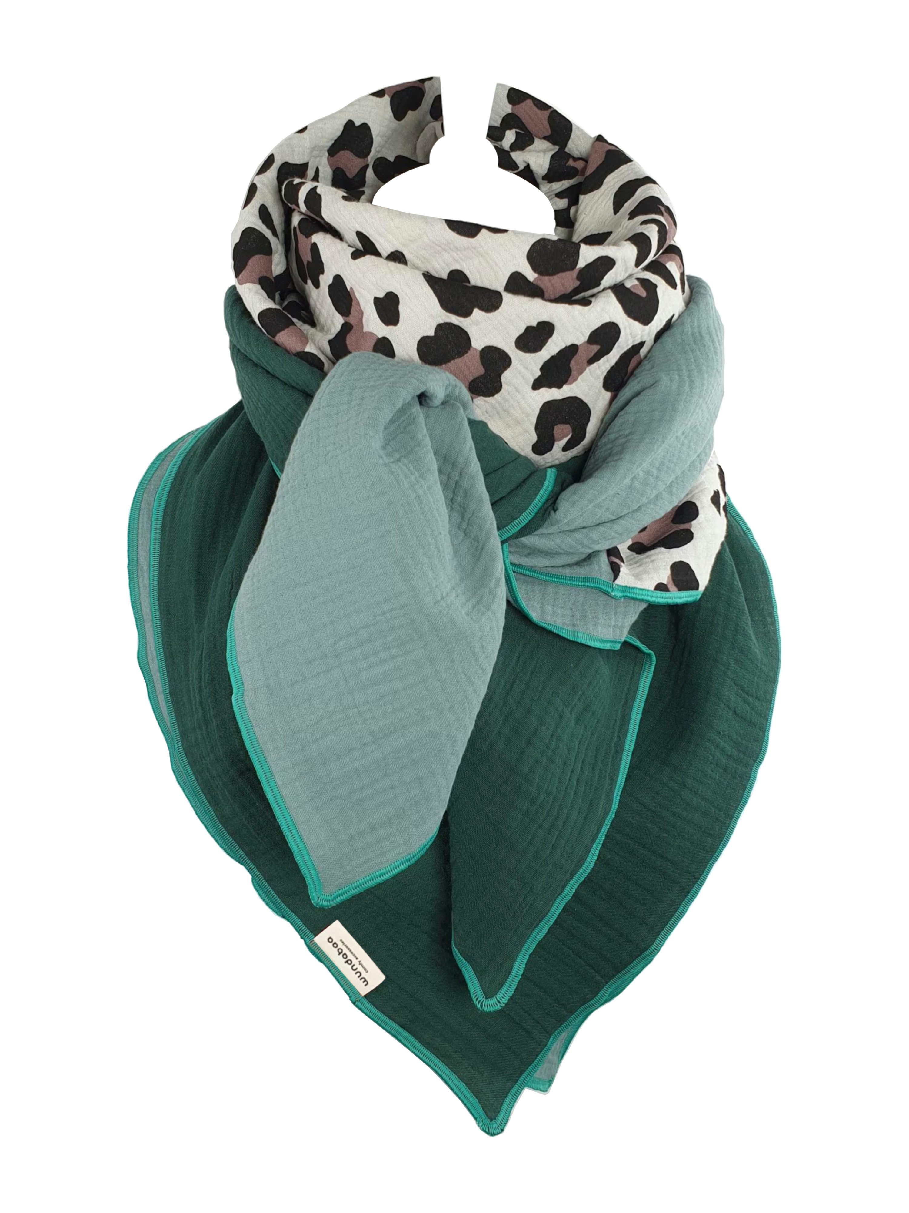 wundabaa Modetuch Musselintuch Leoprint Color Blocking günstig online kaufen