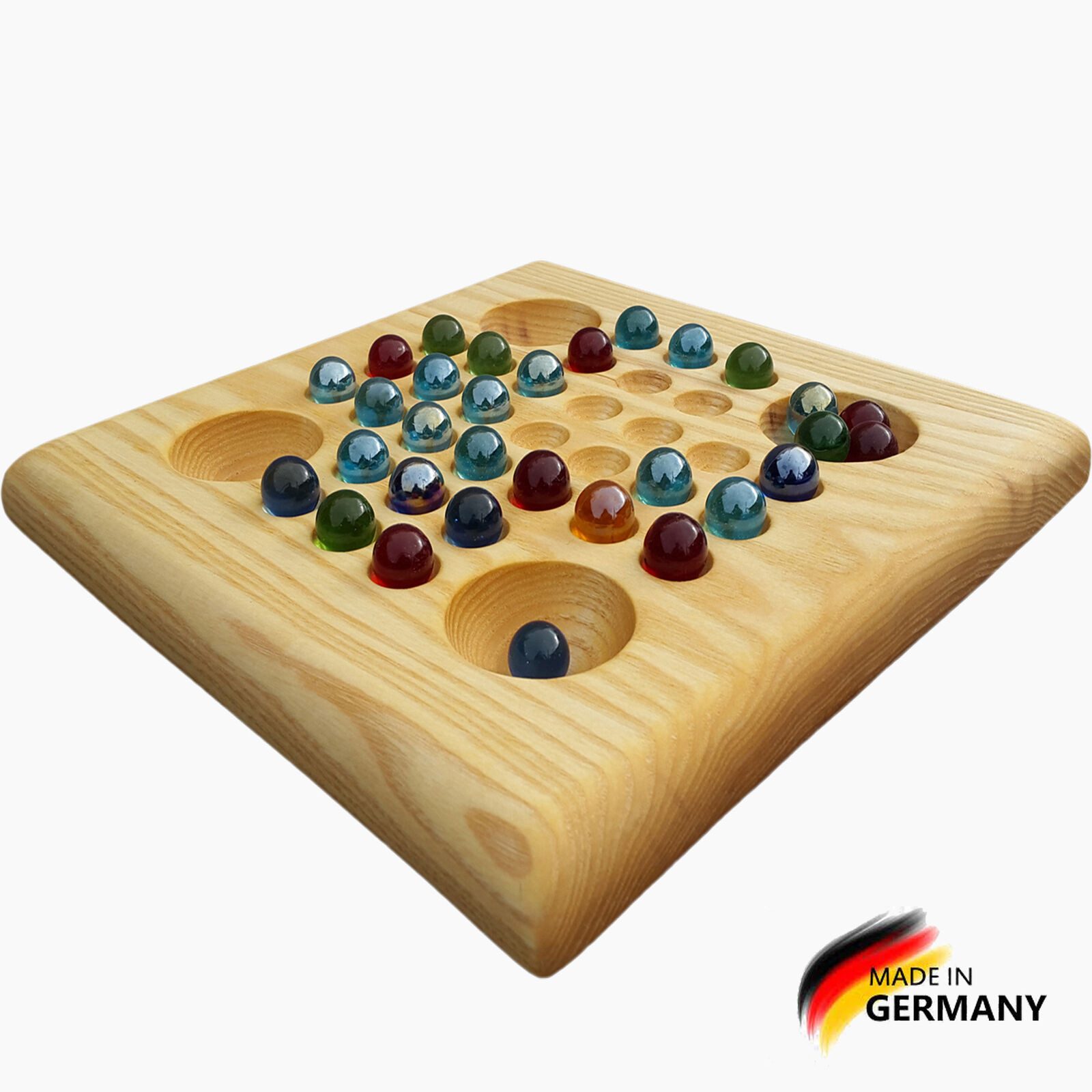 Madera Spielzeuge Spielesammlung Solitär Esche, Familienspiel, bringt die „Grauen Zellen“ auf Trab.