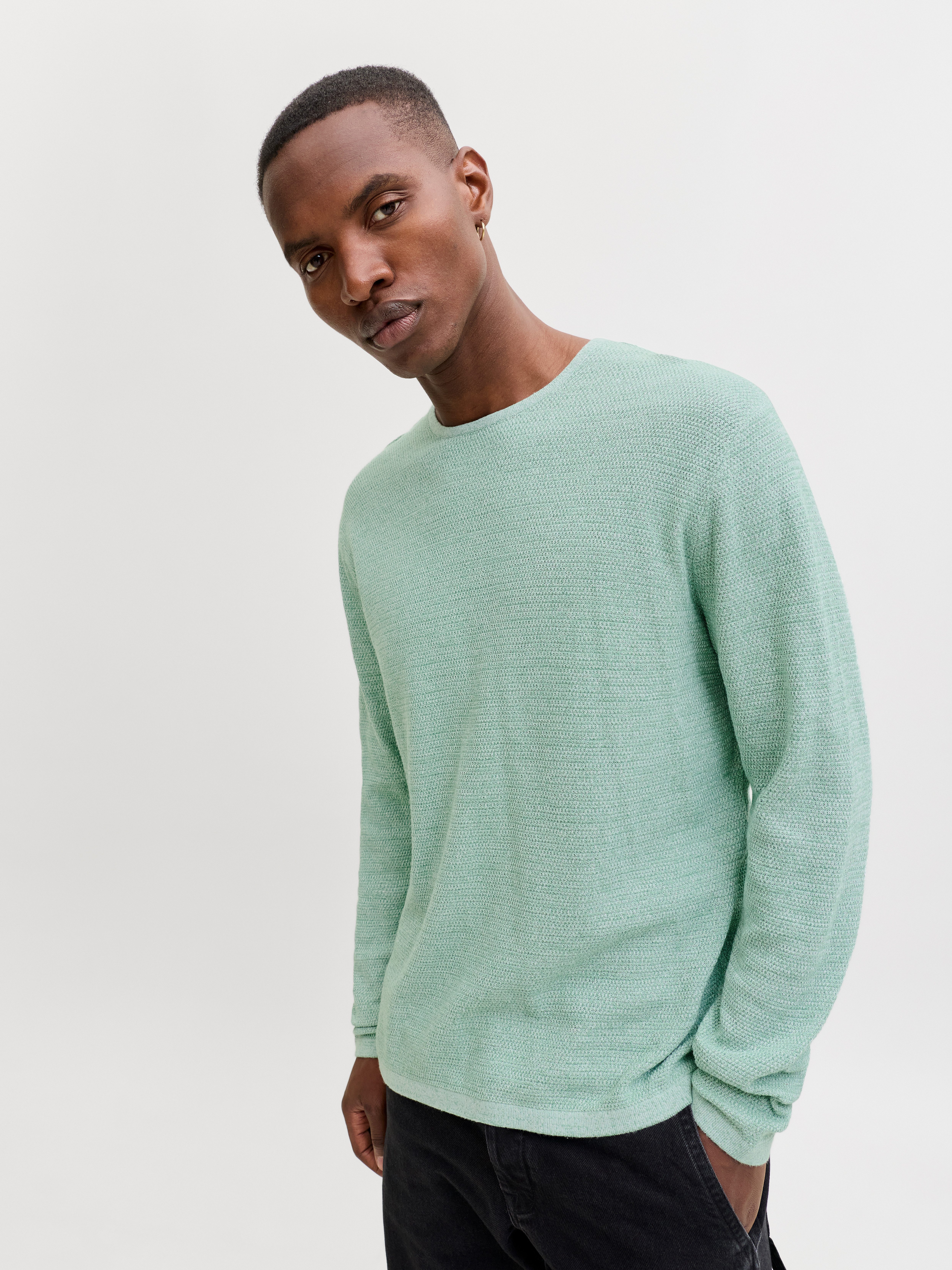 Jack & Jones Rundhalspullover JJEGEORGE KNIT CREW NECK NOOS mit Strick Optik