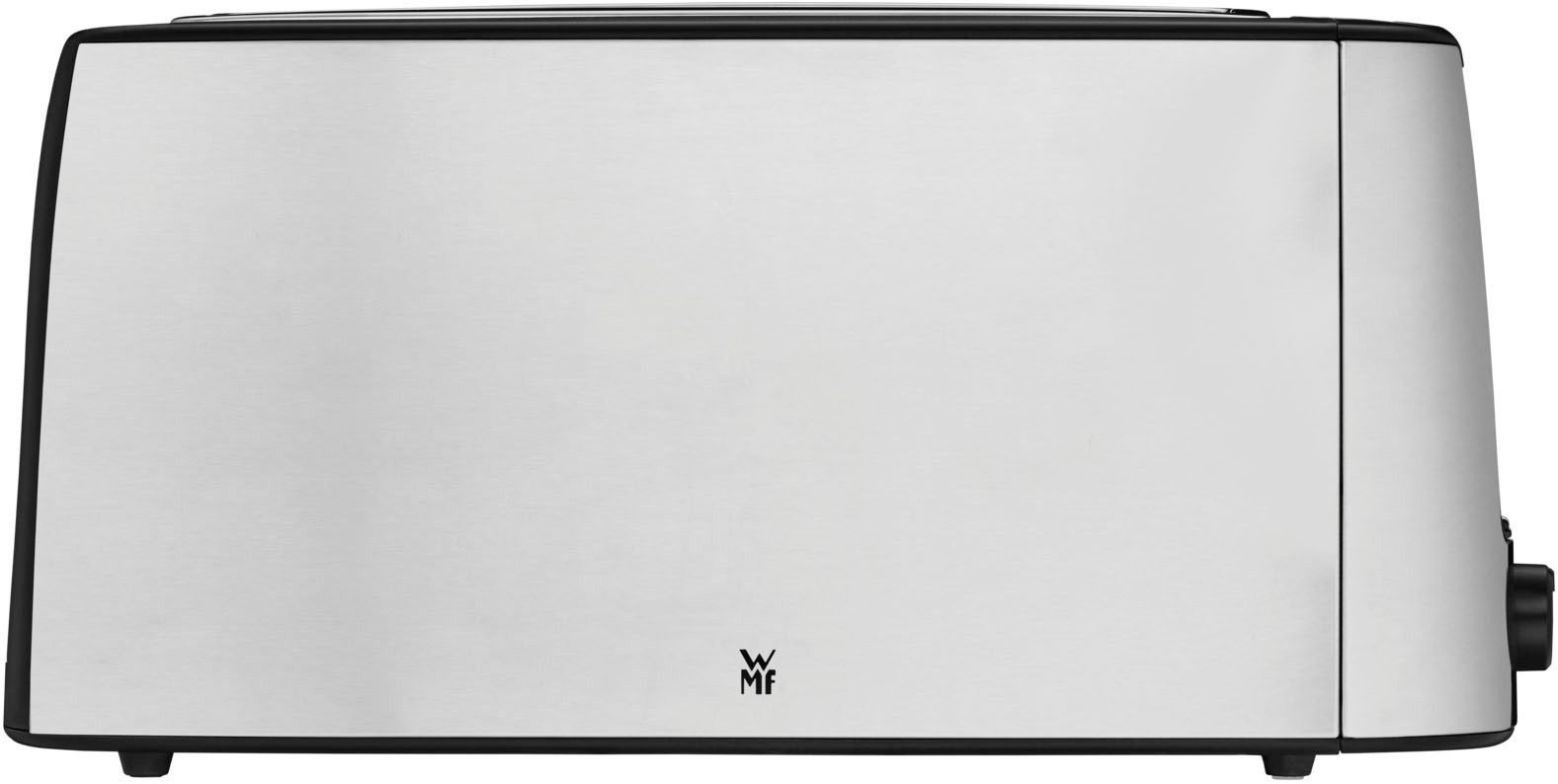 WMF Toaster Bueno Pro, Doppel-Langschlitz-Toaster, XXL Toast, Brötchenaufsatz, 2 lange Schlitze, für 4 Scheiben, 1550 W, 6 Bräunungsstufen, Brotzentrierung, Krümelschublade, Cromargan Gehäuse