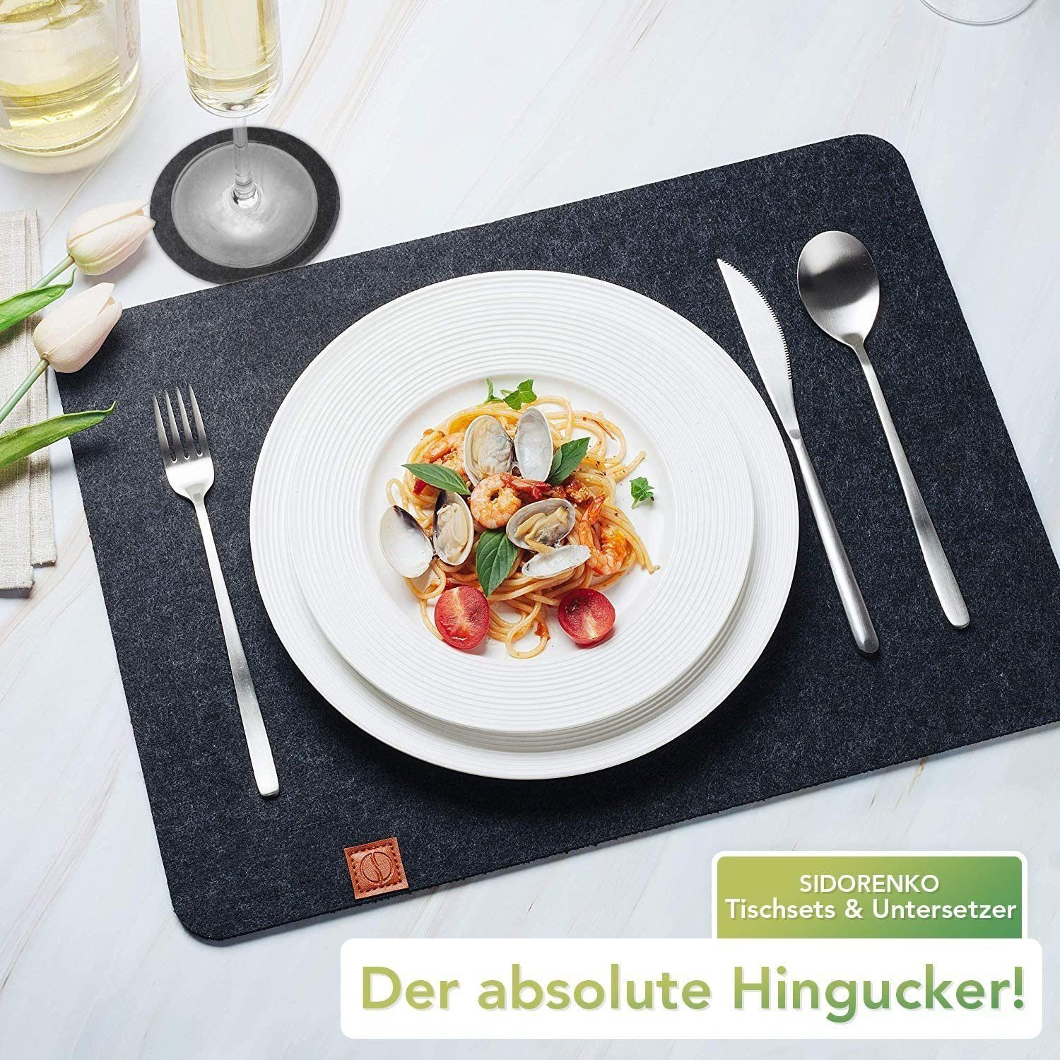 Sidorenko Platzset Tischset aus Filz, Rechteckig, 44x32 cm Telleruntersetzer, (Set, 12), abwischbare Tischuntersetzer Platzdeckchen