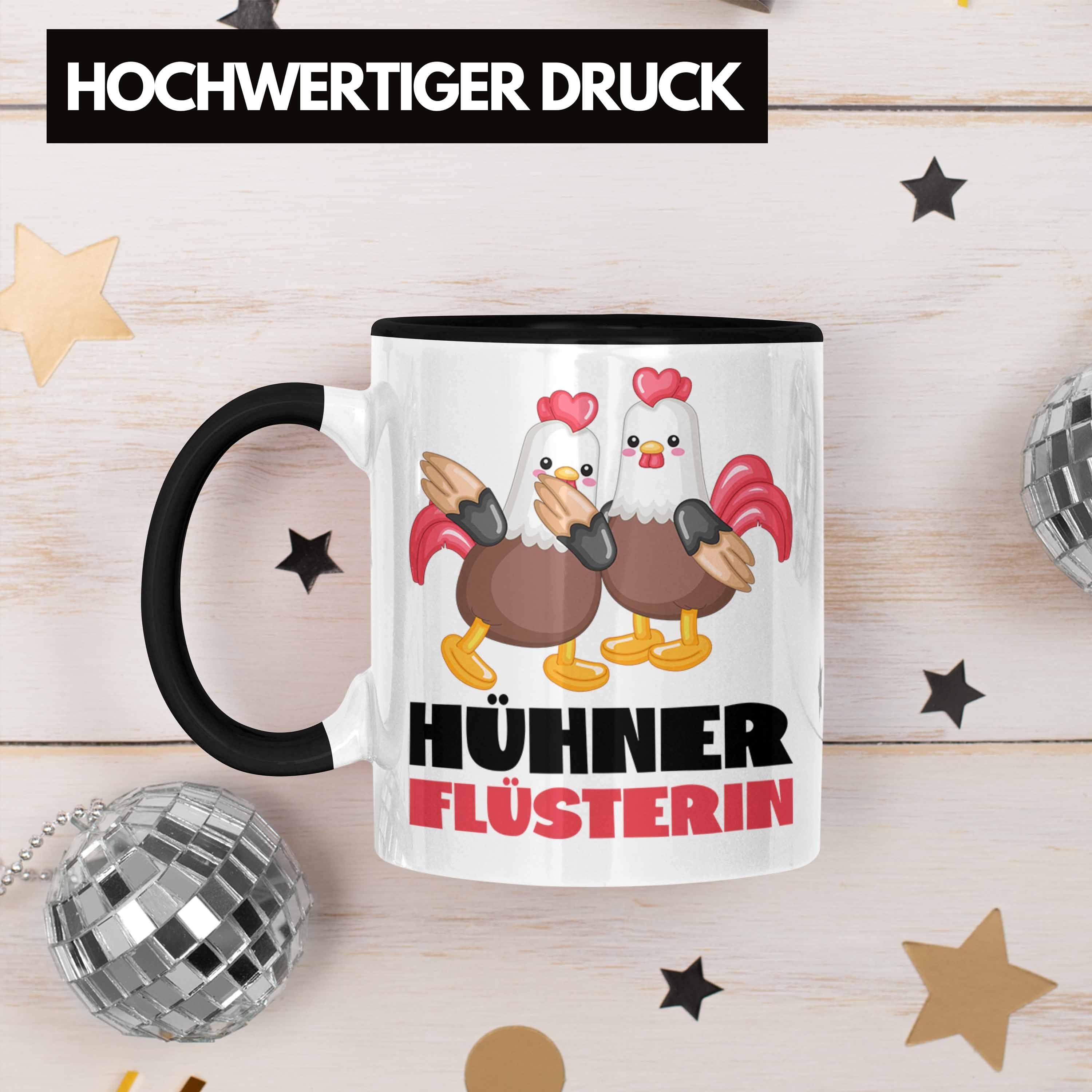 Schwarz Kaffee-Beche Tasse Trendation Hühner Landwirtin Frauen Bäuerin Geschenk Tasse Flüsterin