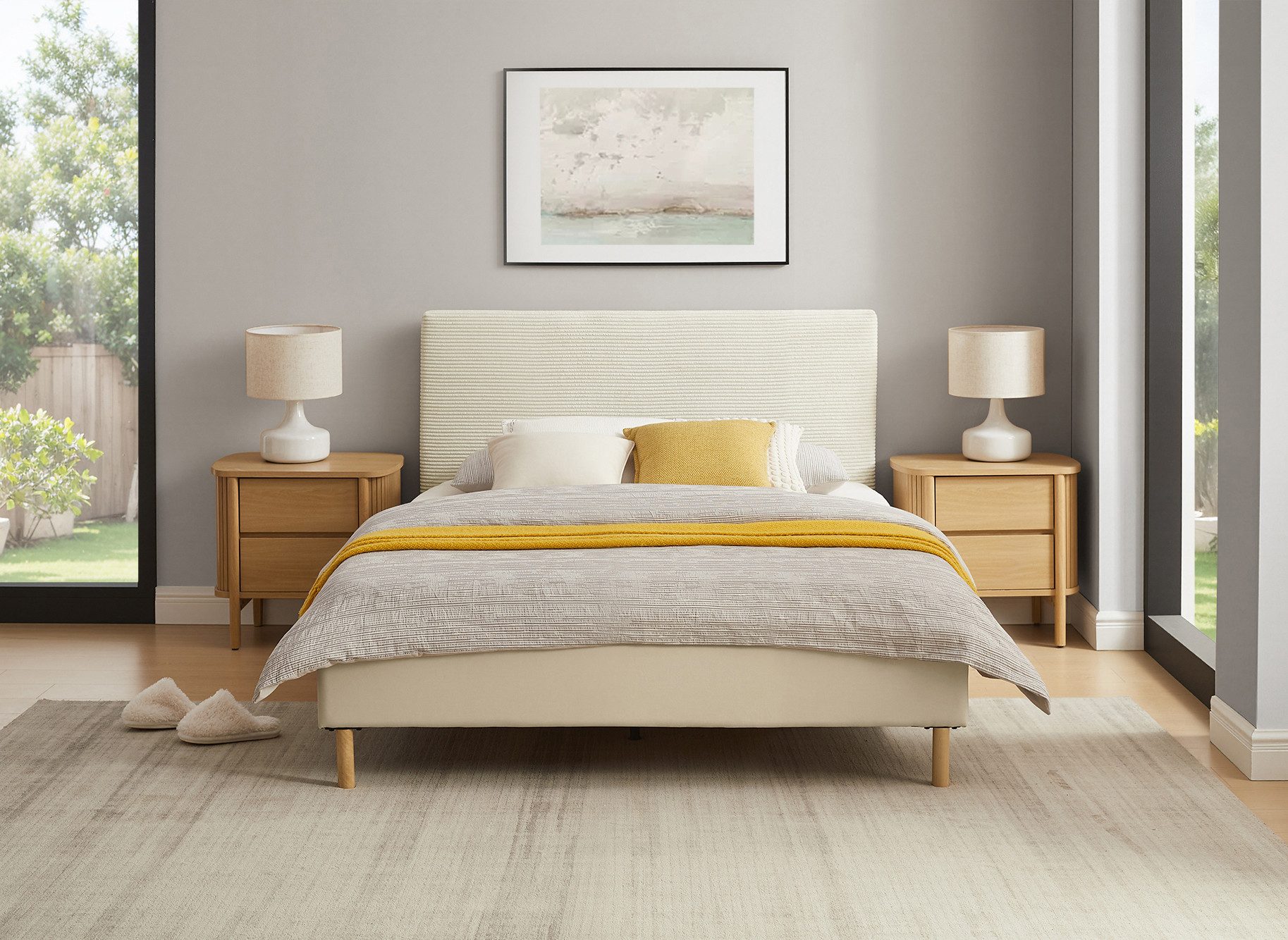 Home affaire Polsterbett Armandine inkl. Lattenrost, Kopfteil mit Cordbezug, erhältlich in den Breiten 140cm & 180cm