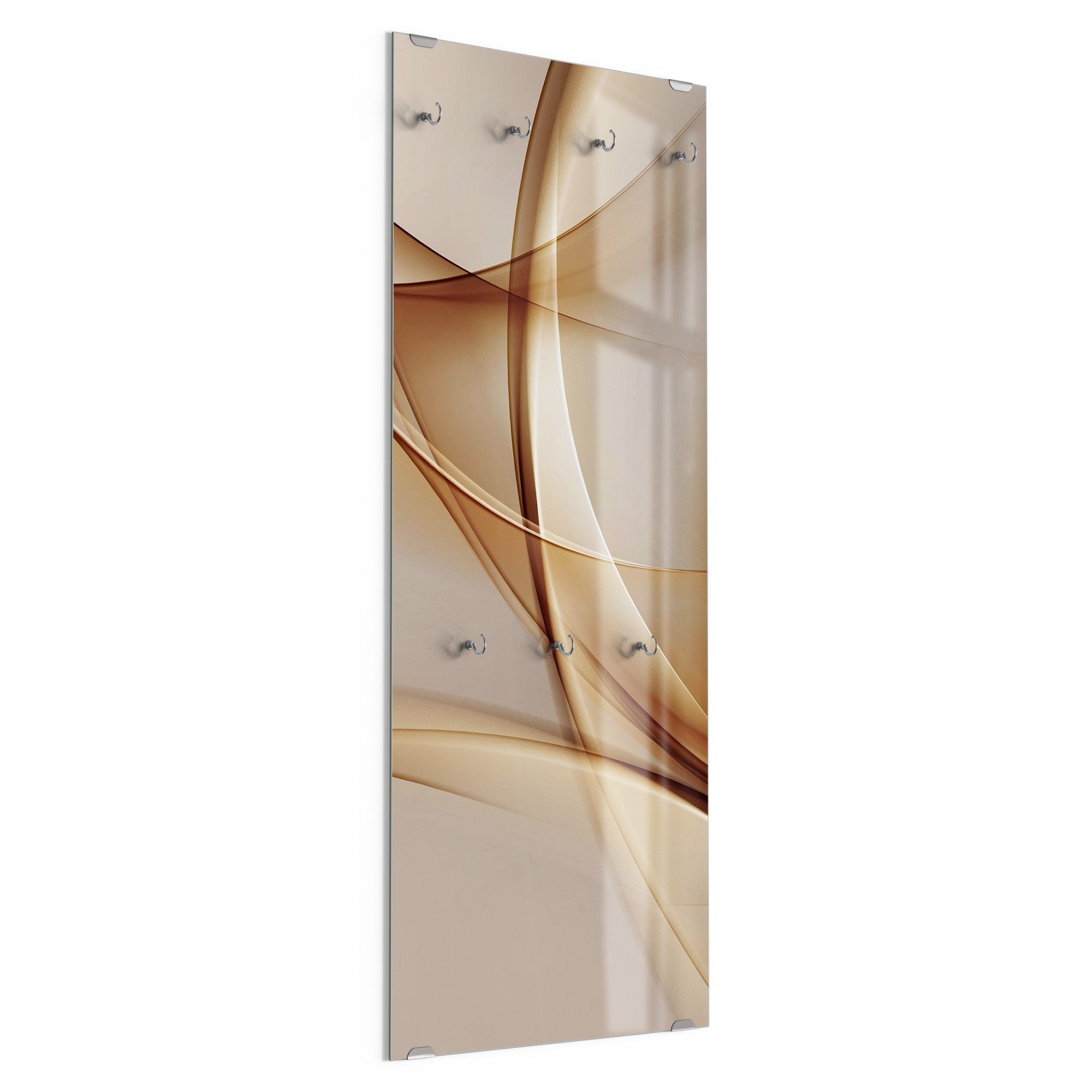 DEQORI Kleiderhaken 'Elegante Goldene Wellen', Glas Garderobe hängend Flur Jackenhalter modern Wandgarderobe Haken