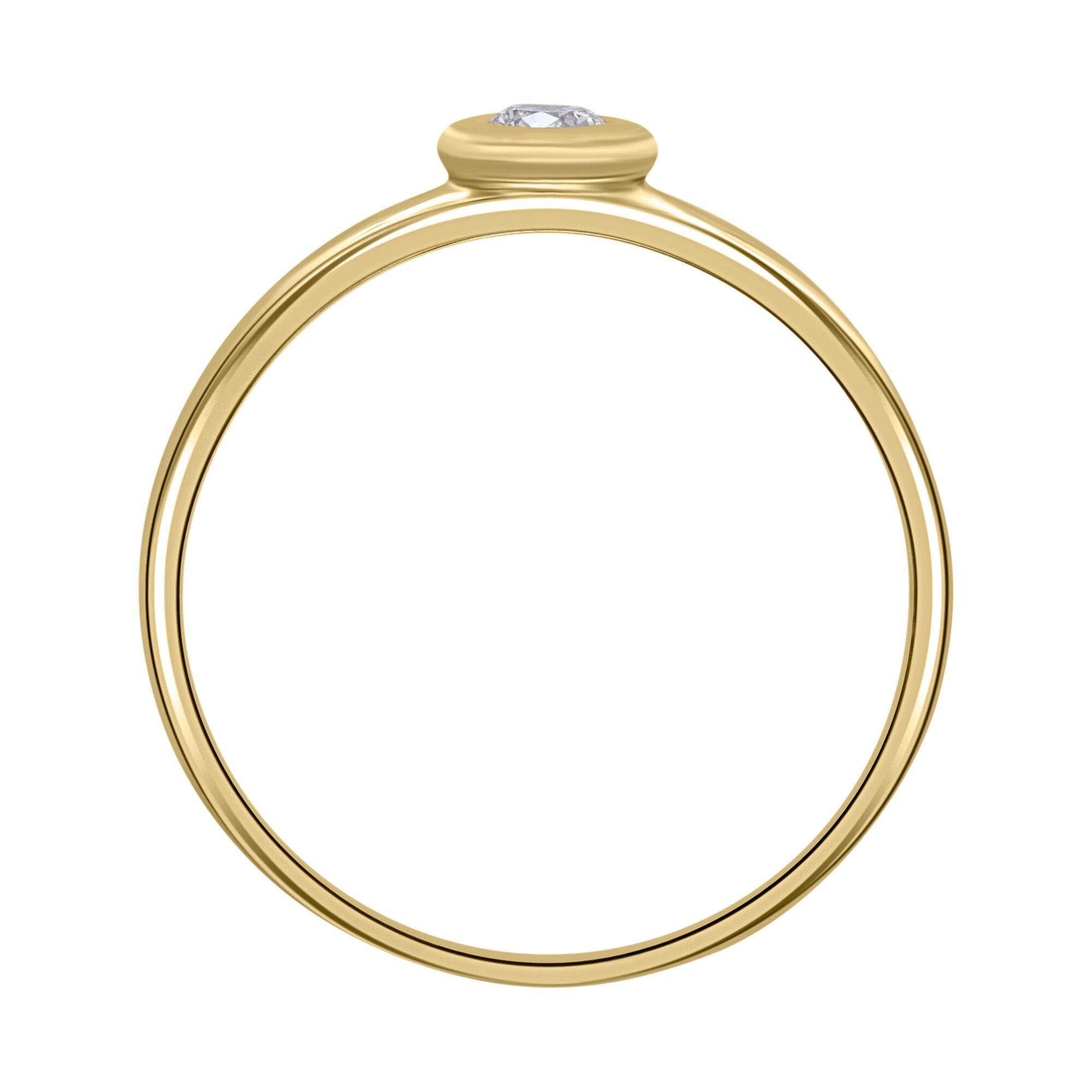ELEMENT 0,03 ONE Diamant Gelbgold, aus ct Diamantring 585 Gold Schmuck Ring Damen Brillant