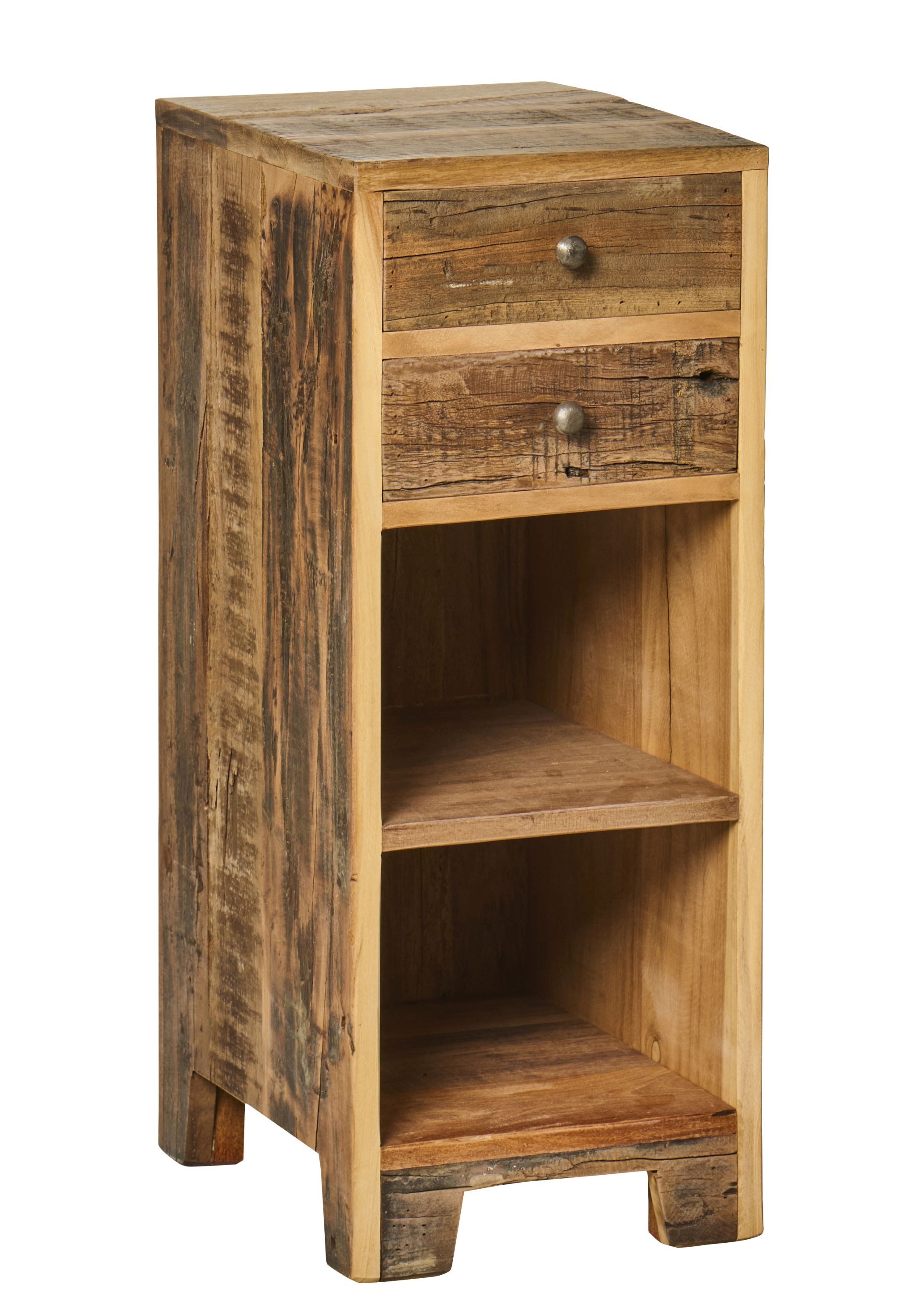 Ib Laursen Nachttisch Ib Laursen - Beistelltisch Nachttisch Holz UNIKA 2 Fächer 2