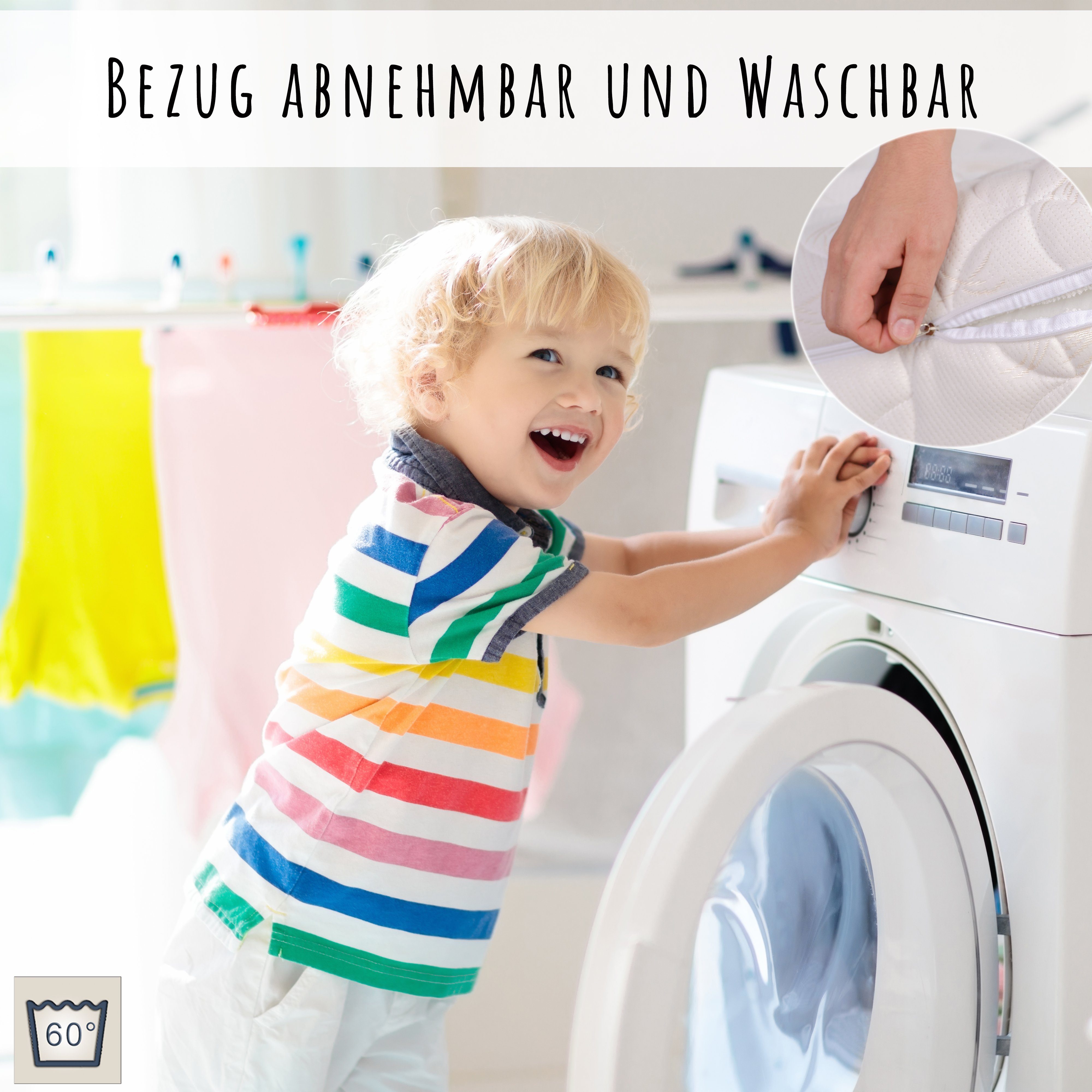 Kindermatratze KOKOS mit gestepptem Aloe Vera-Bezug, Kids Collective, 10 cm hoch, Babymatratze 60x120I70x140I80x160I80x180I90x200 – Bild 4 von 4
