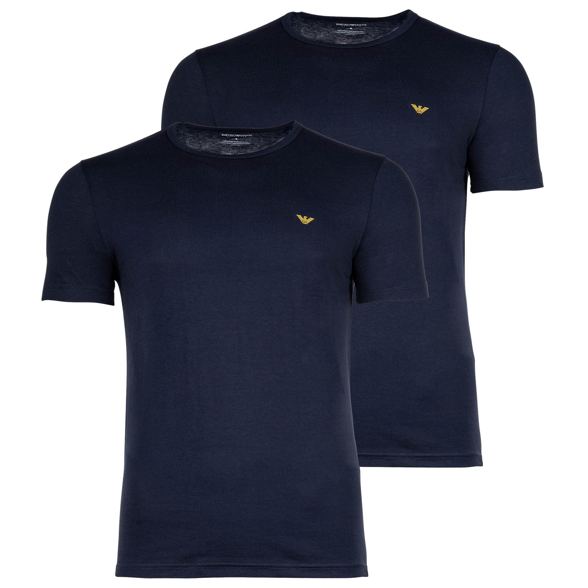 Emporio Armani T-Shirt Herren T-Shirt, 2er Pack - PURE COTTON, Kurzarm Blau