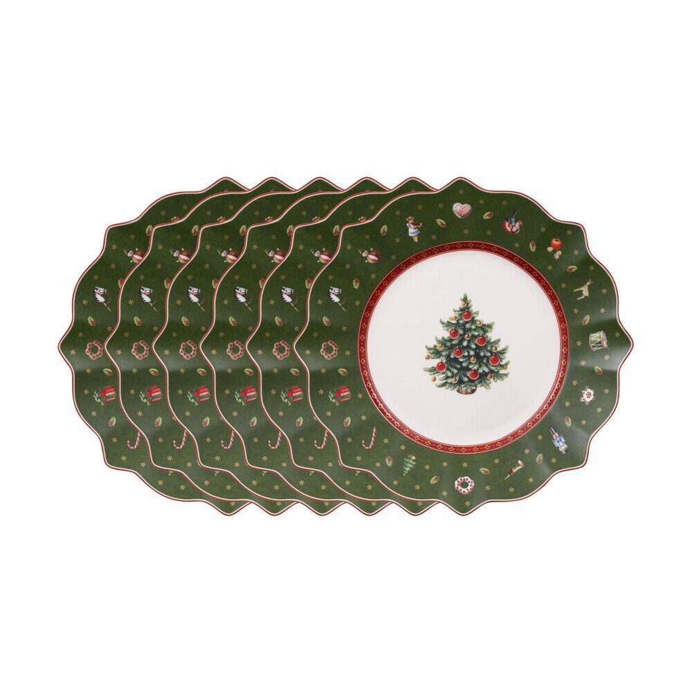 Villeroy & Boch Frühstücksteller Frühstücksteller grün 24 cm Toy's Delight 6-tlg., (1 St), 6-teiliges Frühstücksset, Geschirrset, für 6 Personen, Ø24cm, grün
