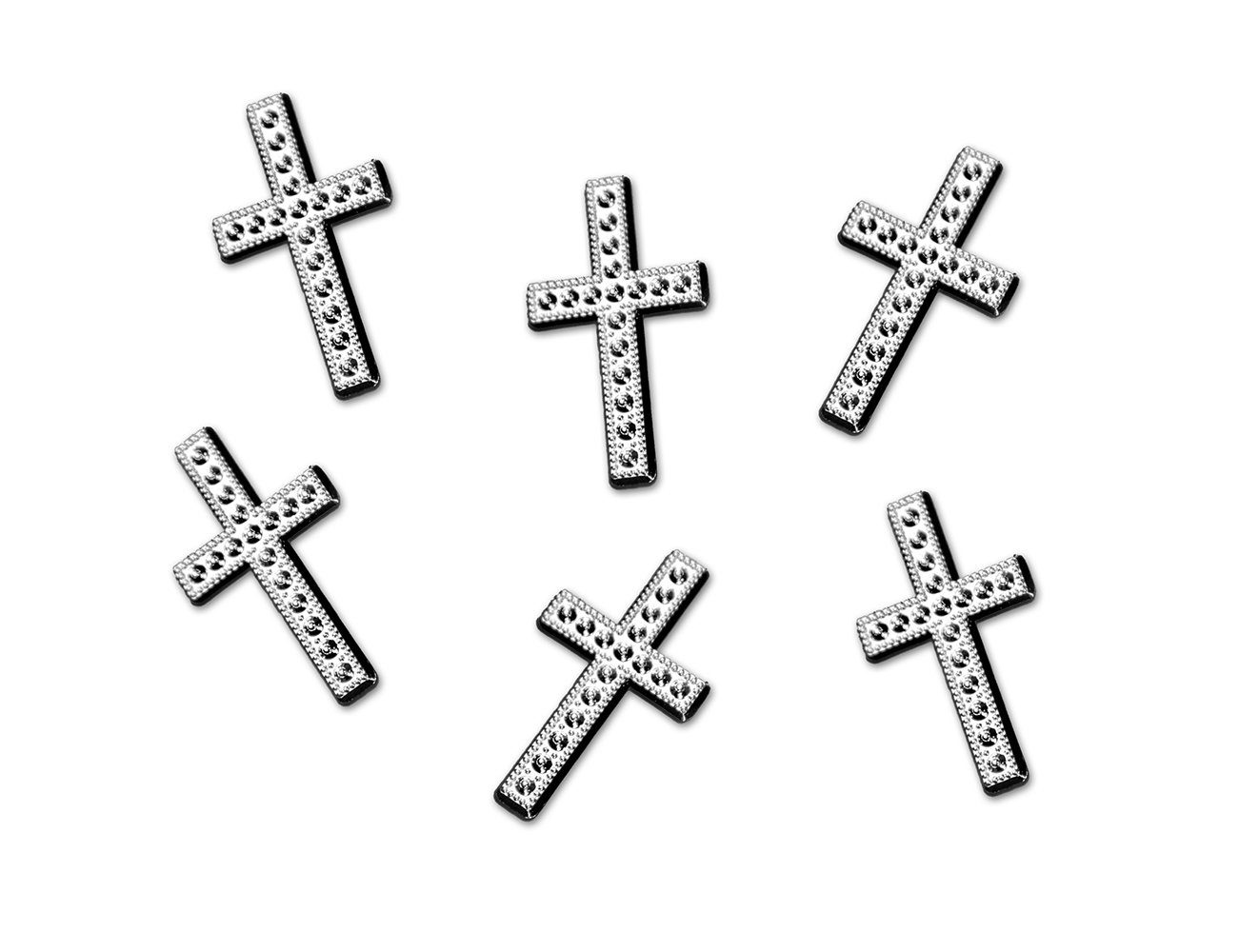 Streudeko Kreuz Kunststoff Streudeko, 2,7cm Set partydeco 25er silber
