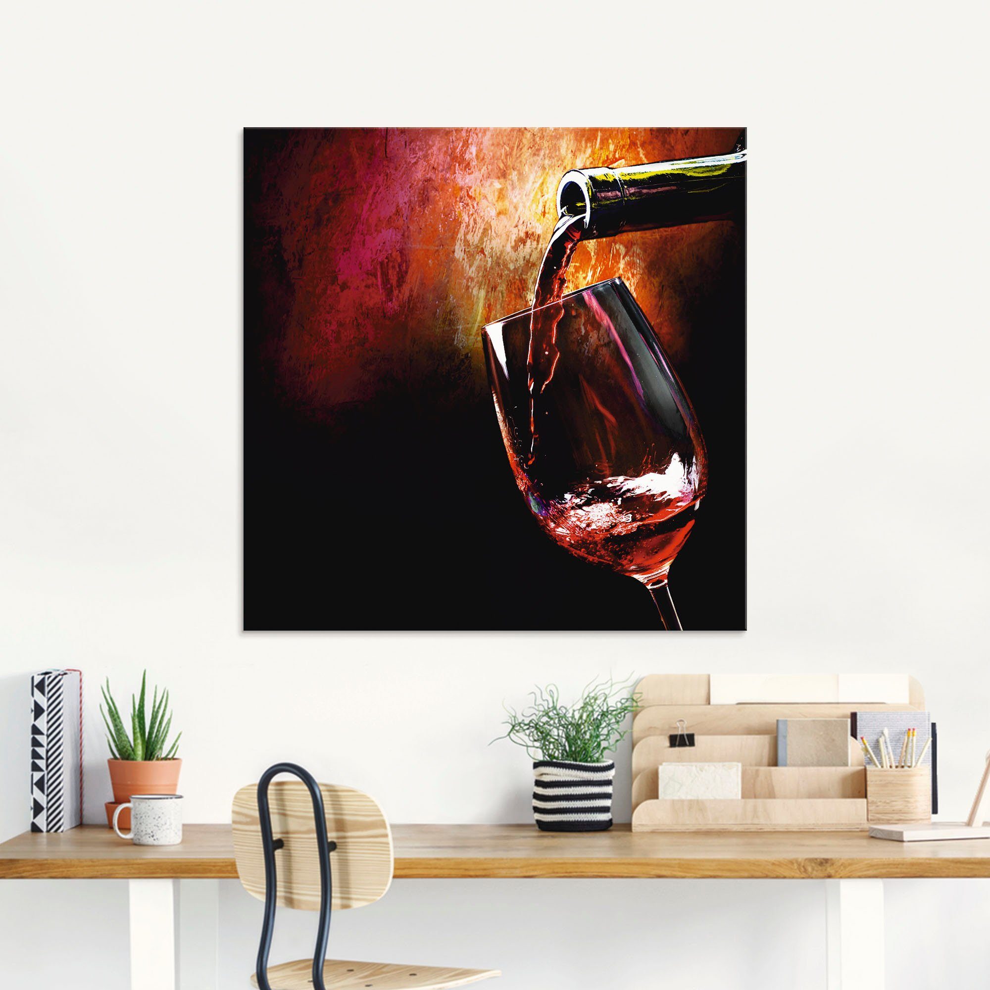 Artland Glasbild Wein - Rotwein, Getränke (1 St), in verschiedenen Größen