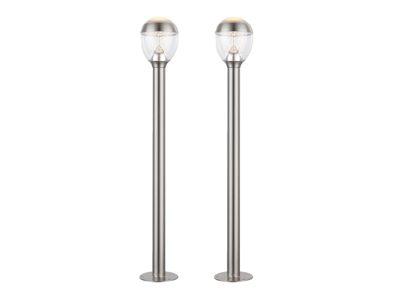 GLOBO LIGHTING LED Pollerleuchte, LED wechselbar, warmweiß, 2er Set Weg-beleuchtung Garten & Carport aus Edelstahl, Höhe 99cm