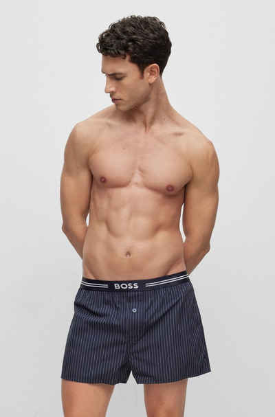 BOSS Boxershorts 3P Woven Boxer (Packung, 3-St., 3er Pack) mit Eingriff mit Knopf