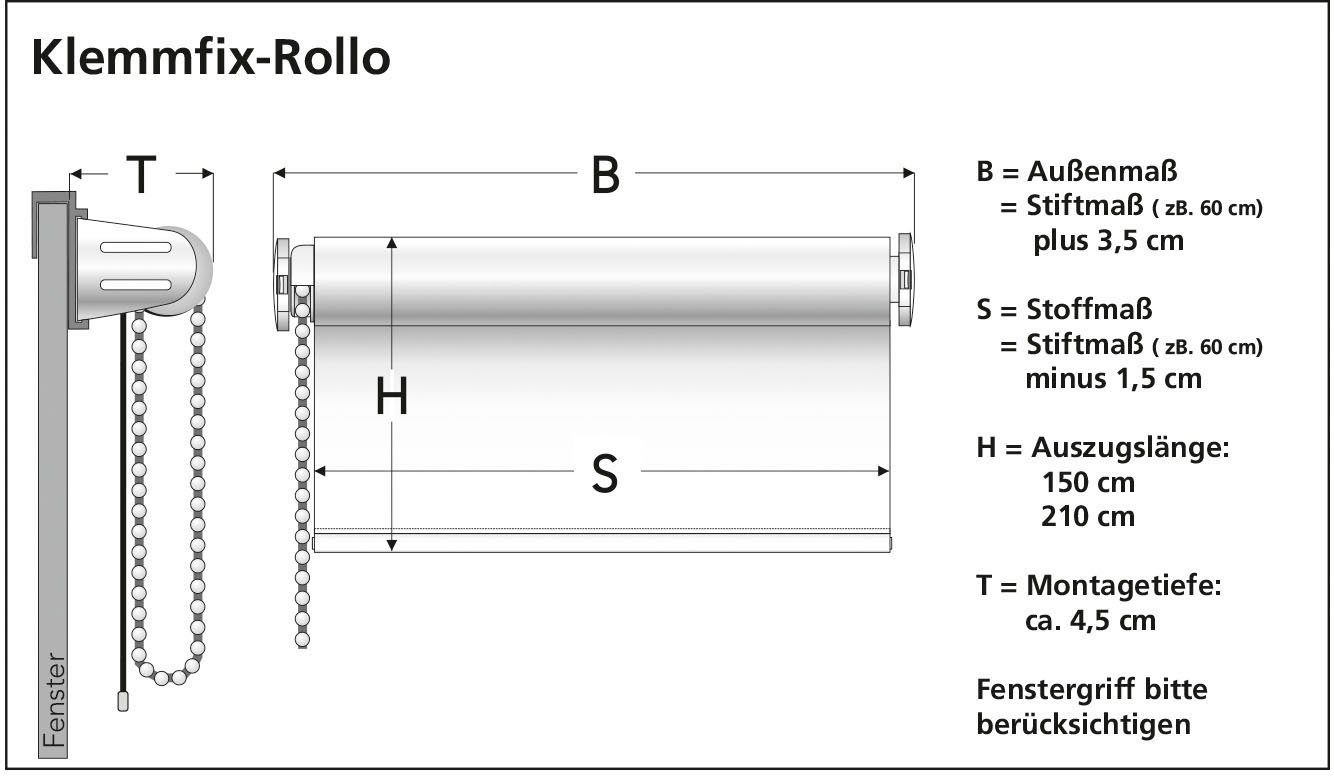 ohne apfelgrün Klemmfix Seitenzugrollo, Bohren, Liedeco, verdunkelnd,