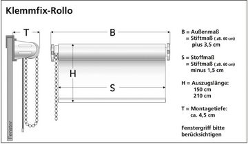 Seitenzugrollo Klemmfix-Thermo-Rollo Bambus Optik, Liedeco, verdunkelnd, ohne Bohren, Klemmfix
