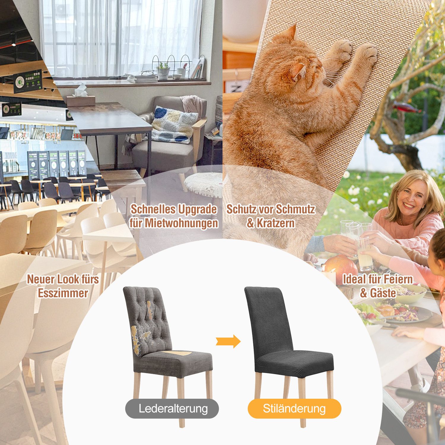 Simloveve Stuhlhusse Stretch Stuhlbezug Waschbar Schutz & Dekoration für St günstig online kaufen