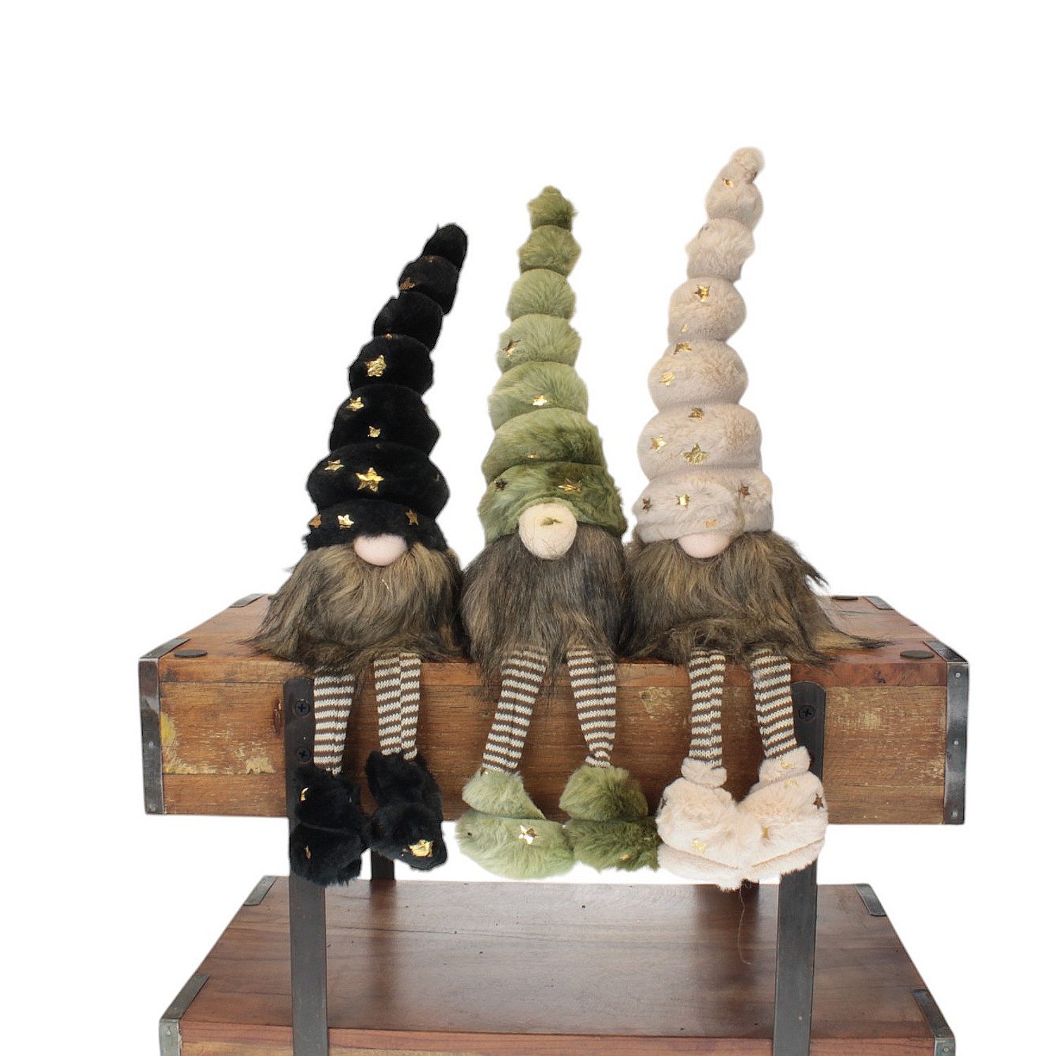 Macosa Home Kantenhocker Weihnachtswichtel 42 cm Stoff vers. Farben Dekowichtel Dekofigur (Weinachten Dekoration Weihnachtsdeko), Figur Weihnachtsmann Wichtel modern
