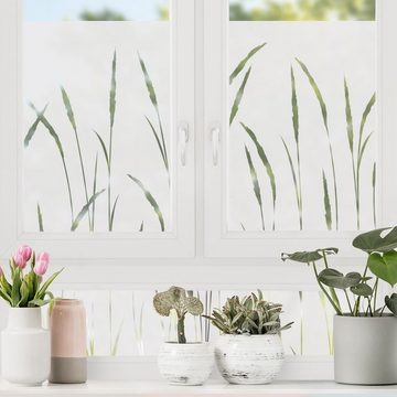 Fensterfolie statisch haftend Motiv Fensterdeko Gräser Schilf II Blume, Bilderdepot24, blickdicht, Sichtschutzfolie selbsthaftend & repositionierbar inklusive Anleitung, Innen Fenster Tür Balkontür Küche Badezimmer Wohnzimmer Schlafzimmer