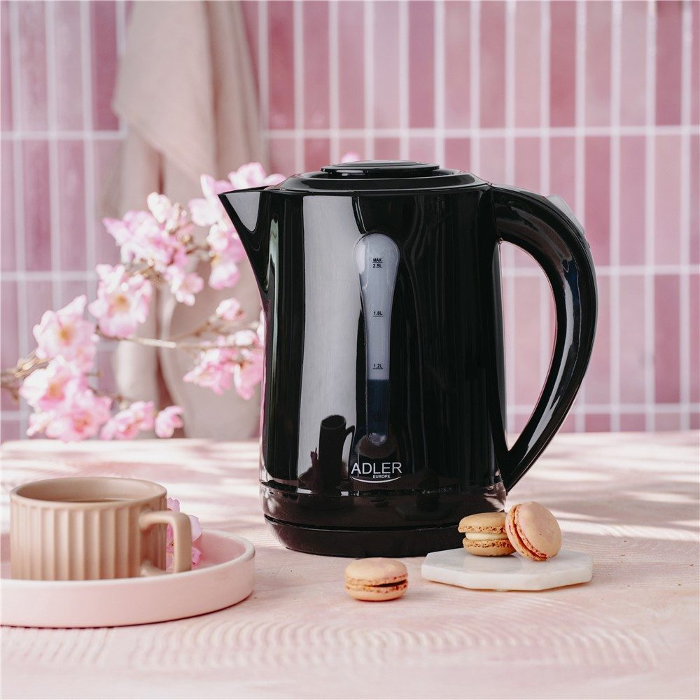 ADLER EUROPE Wasserkocher AD 1244 großer elektrischer XXL Familien-Wasserkocher, 2,5 l, 2200 W, für Küche, Büro und Haushalt, Kalkfilter, 360° Basis, Schwarz