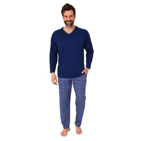 Normann Pyjama Normann Herren Schlafanzug lang mit Karo Hose - auch in Übergröße