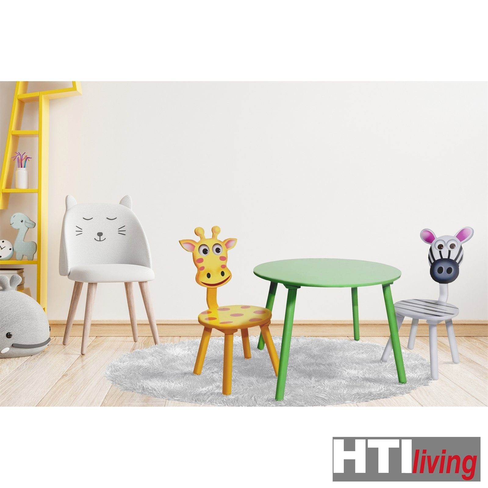 HTI-Line children's seating and dining set Zebra (3-piece set, 1 table and 2 chairs), children's chair, children's table, children's furniture