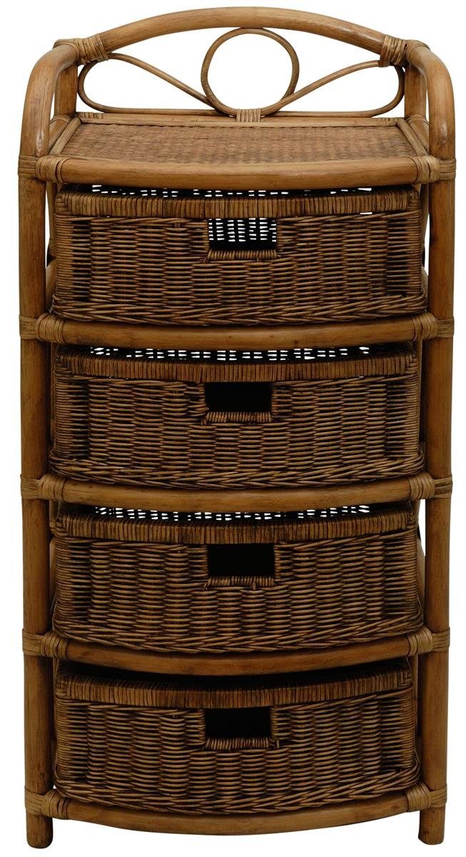 Krines Home Badregal Regal aus echtem Rattan 4 Schübe Rattan-Kommode Badregal Rattanschrank, mit Schubladen, aus Naturmaterial