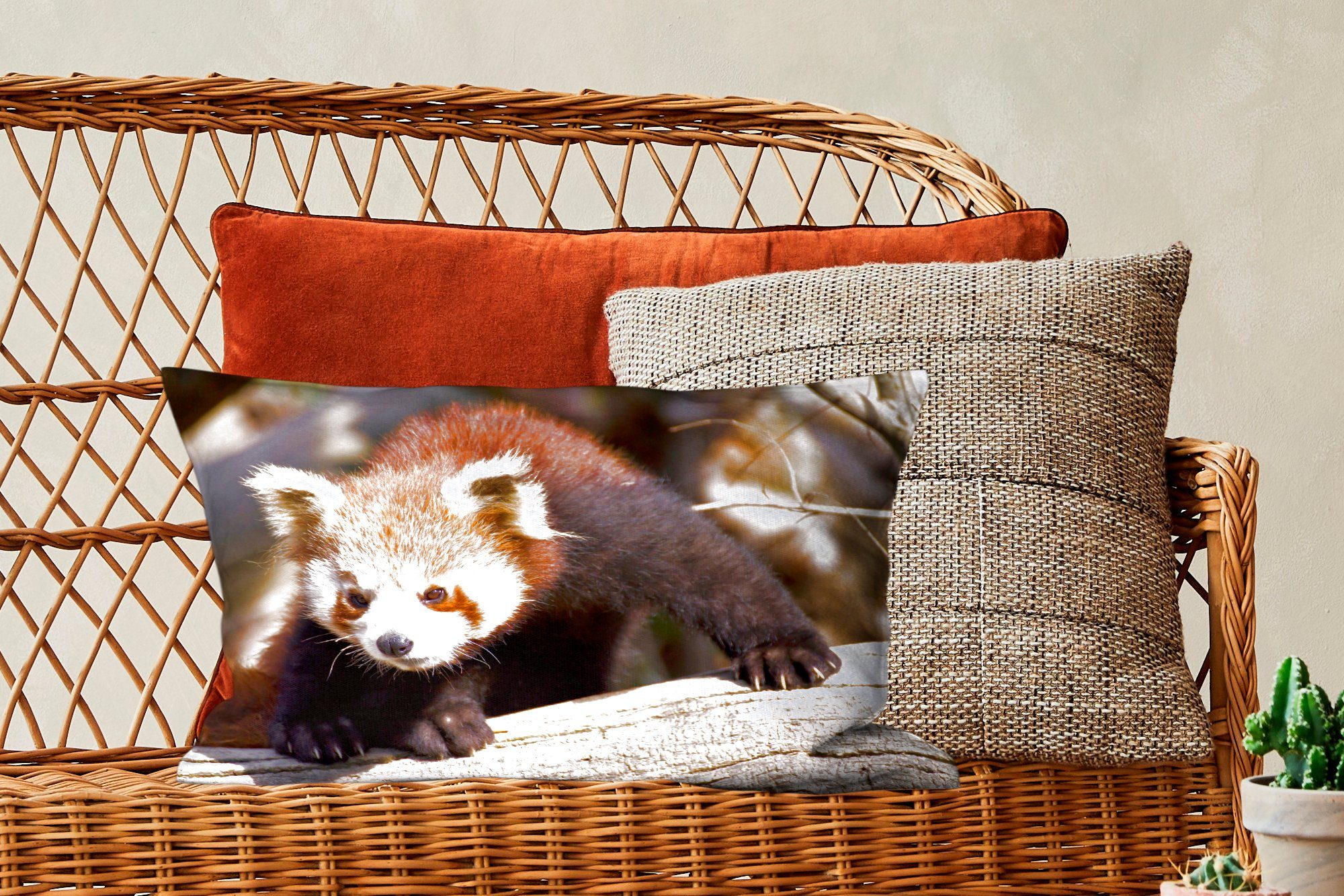 Rüssel - Dekokissen Tier, Dekokissen Dekoration, Panda Füllung, mit Schlafzimmer - Wohzimmer Roter MuchoWow Zierkissen,