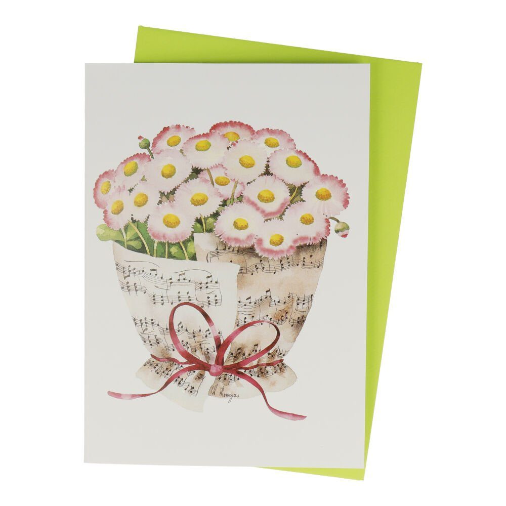 mugesh Klappkarte Doppelkarte Gänseblümchen in Notenblatt, für Musiker