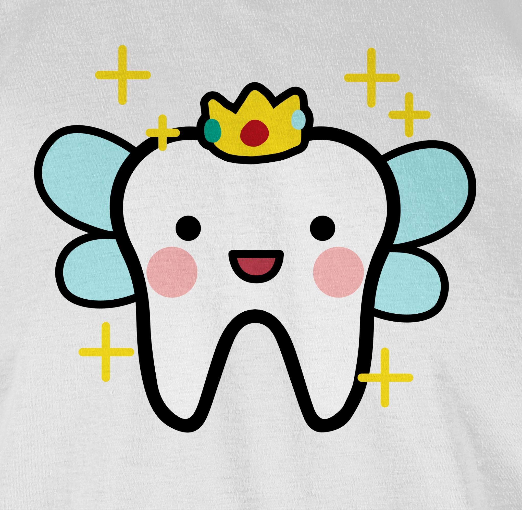 Zahnfee Geschenk - Zahnarzt Karneval Zahn-Fee Zahnme Krone 1 mit Outfit T-Shirt Shirtracer Weiß Zahnarzthelferin