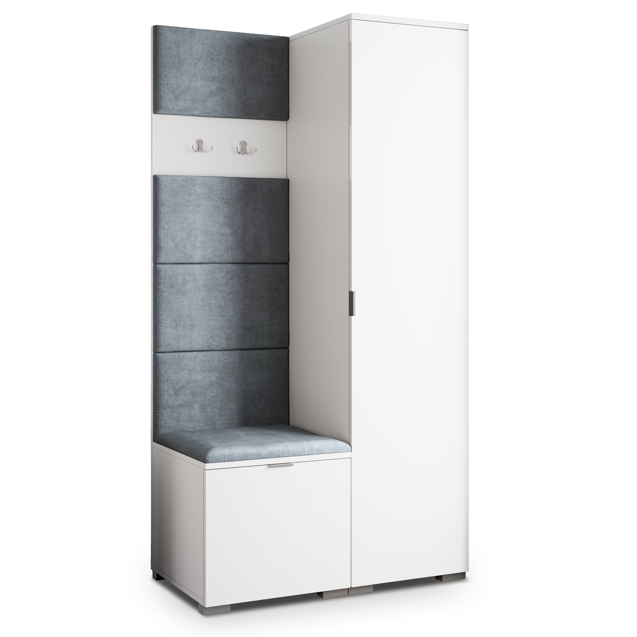 Masseno Garderobenschrank LORI 95 x 181 cm Garderoben-Set mit 1 Tür Weiß