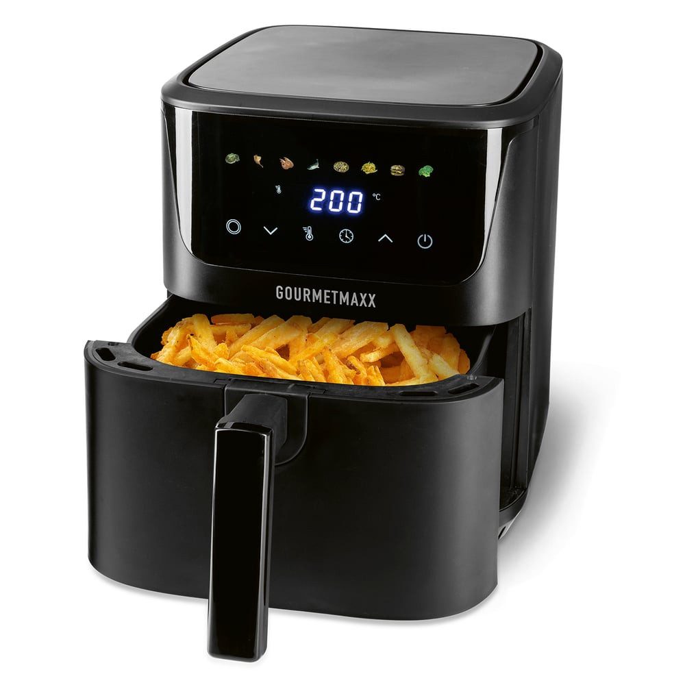 GOURMETmaxx Heißluftfritteuse GOURMETmaxx Heißluft-Fritteuse 1600W schwarz Digital 6,5l, 1600 W, GOURMETmaxx Heißluftfritteuse 6,5 Liter