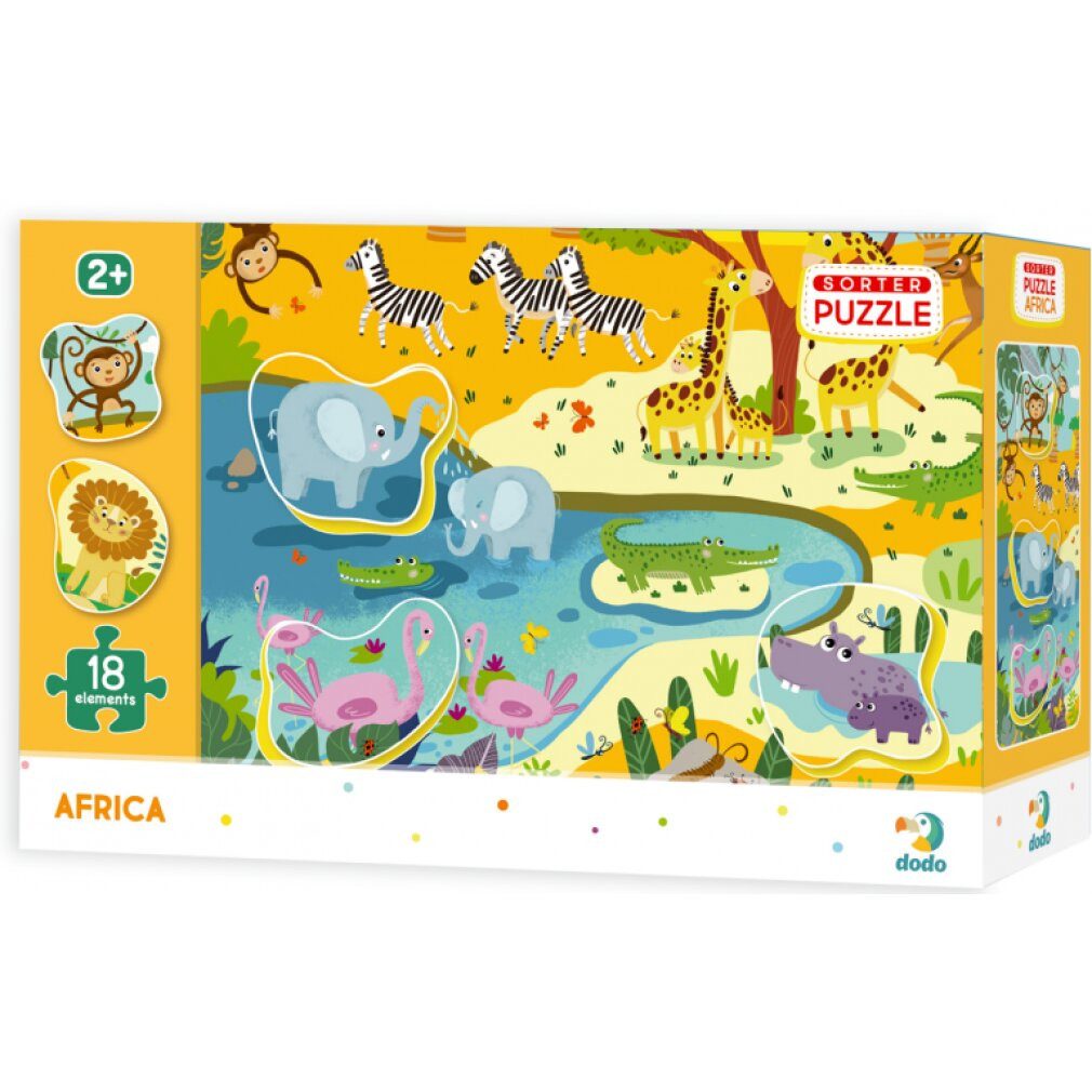 dodo Puzzle DODO Puzzle mit Safari 18 Teile, Puzzleteile