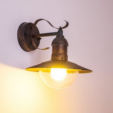 hofstein Außen-Wandleuchte »Riva« Außenwandlampe abwärts aus Metall u. Kunststoff in Braun/Gold, ohne Leuchtmittel, m. E27, Retro/Vintage Außenleuchte für Terrasse u. Hof