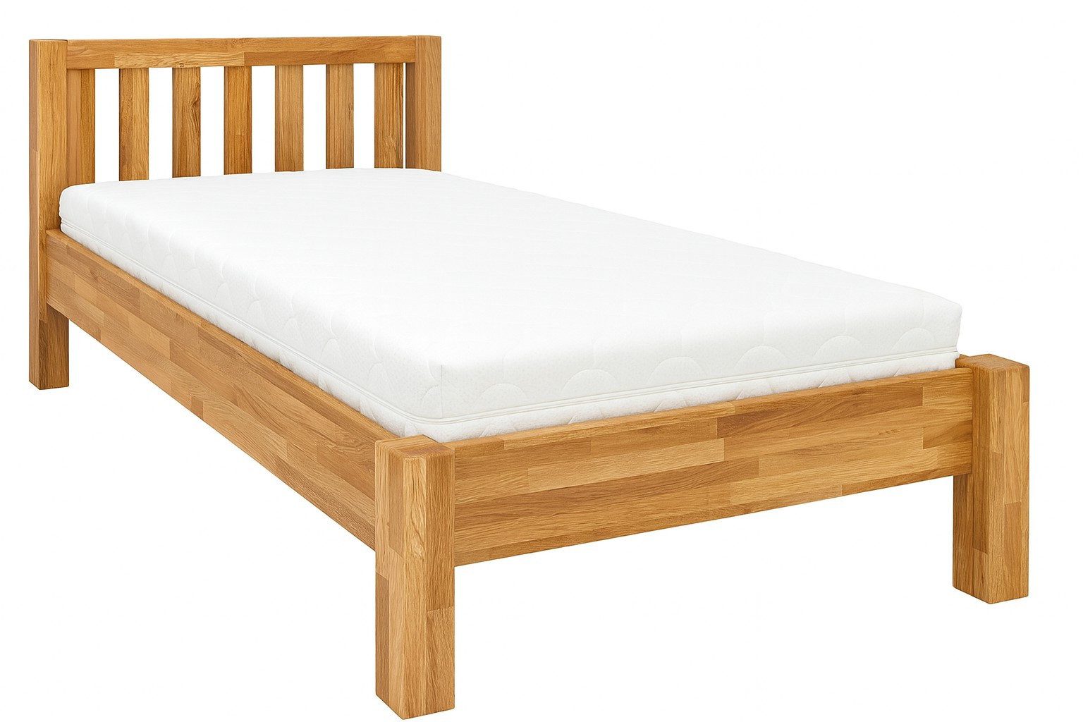bv-vertrieb Massivholzbett Einzelbett Eiche massiv geölt Holzbett 100x200 Holzstärke 25mm #2758, Massivholz Eiche geölt, 80x80 mm Stollen, Holzstärke 2,5cm