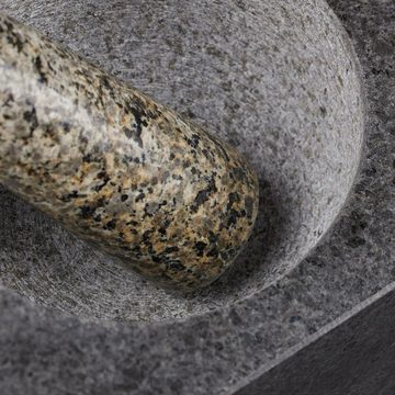 relaxdays Mörser Eckiger Mörser mit Stößel aus Granit