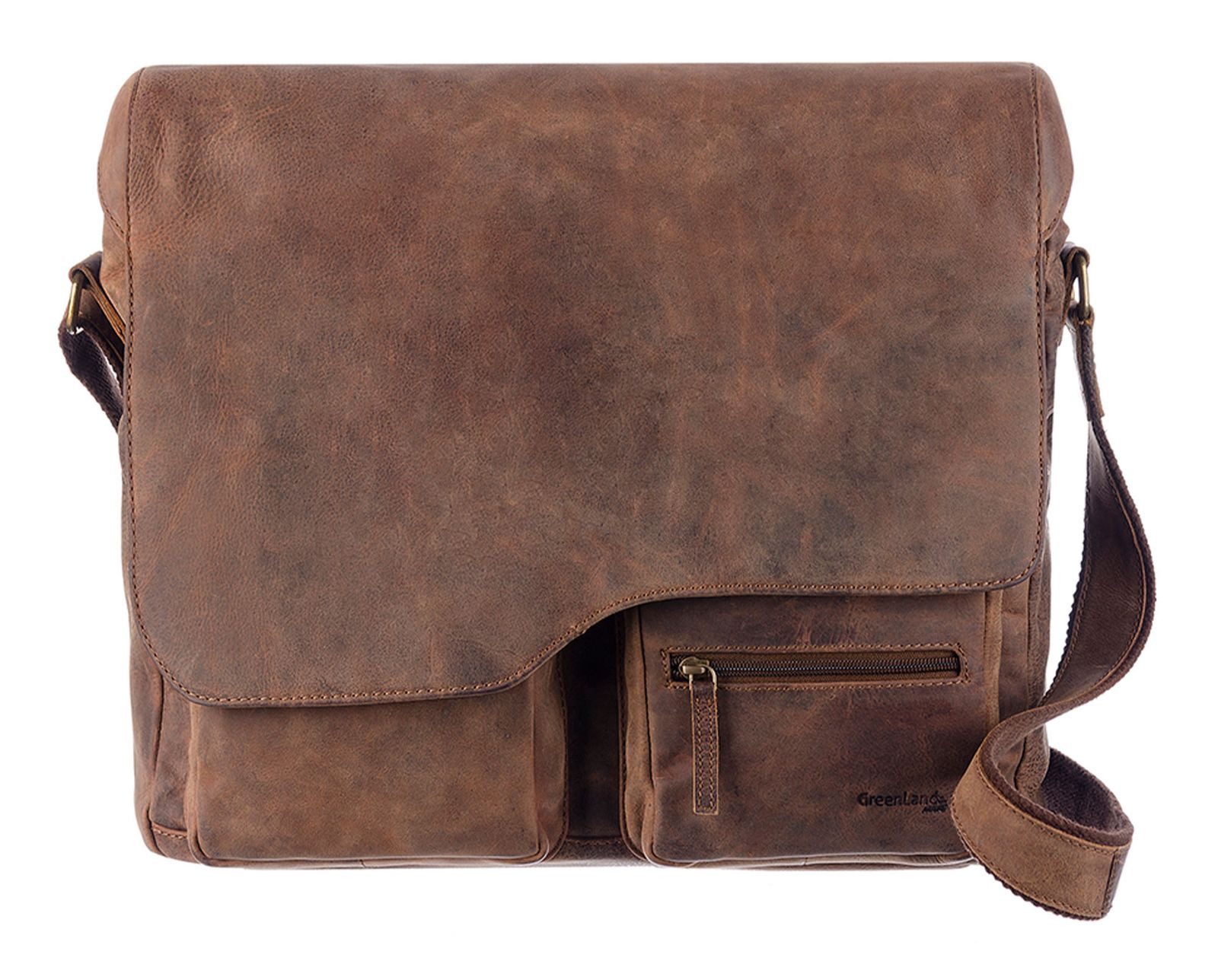 GreenLand Nature Businesstasche Messenger Bag, aus echtem Rindsleder
