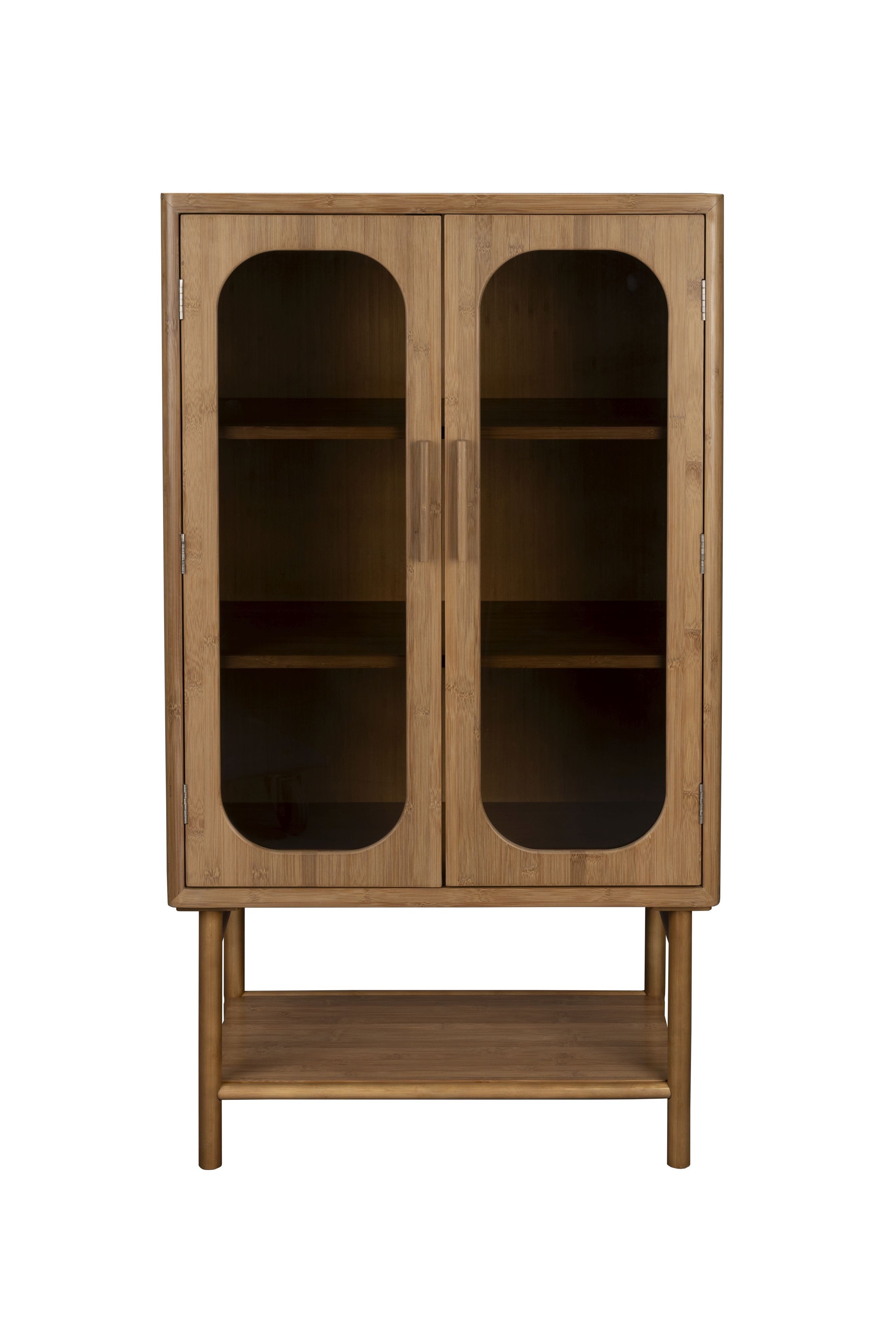 Dutchbone Vitrine Retro Vitrine Hochkommode Caroun Bambus Rauchglas