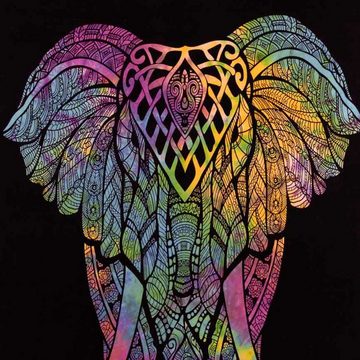 Wandteppich Tagesdecke Wandbehang Deko Tuch Elefant UV Aktiv ca. 200 x 135 cm, KUNST UND MAGIE