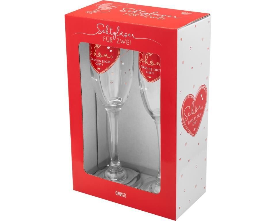 Glas Sektglas Set Motiv "SCHÖN"