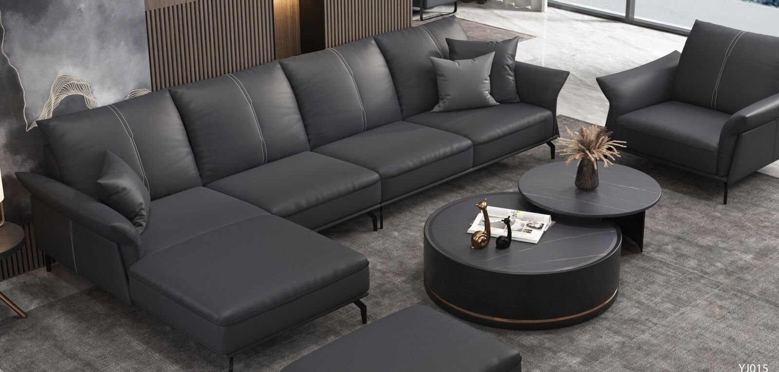 JVmoebel Ecksofa Wohnzimmer L-Form Schwarz Modern Luxus Multifunktion Sofa, Made in Europe