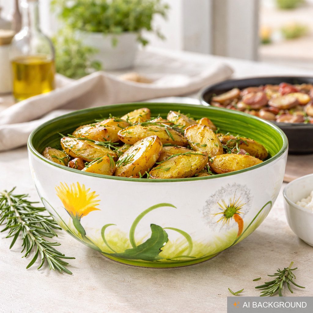 Lashuma Salatschüssel Pusteblume, Keramik, (1-tlg), Runde Deko Schüssel handgemacht 22 cm Ø