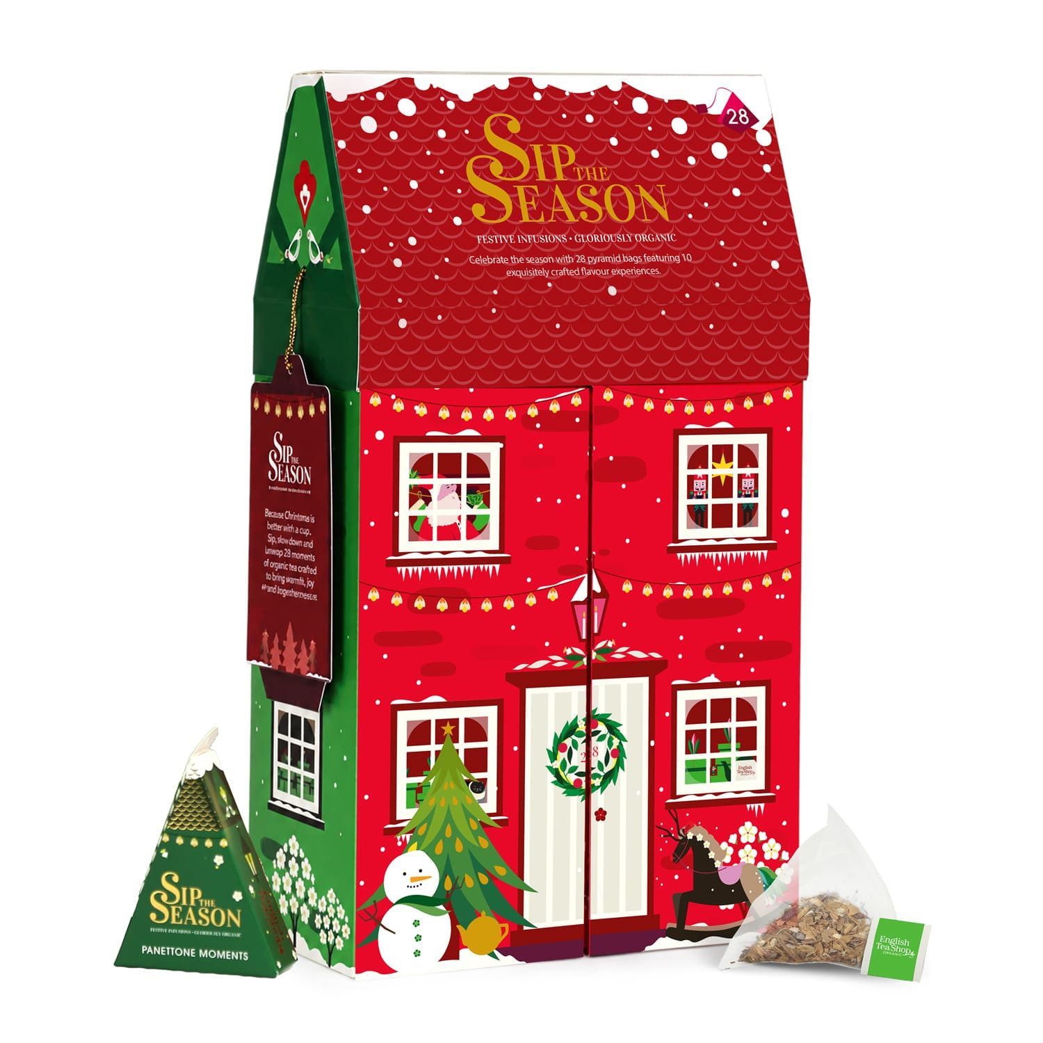 English Tea Shop Tee ETS- Tee-Geschenkset "Winterhaus" BIO, 10 Sorten, 28 Pyramidenbeutel, wärmende Wintertees